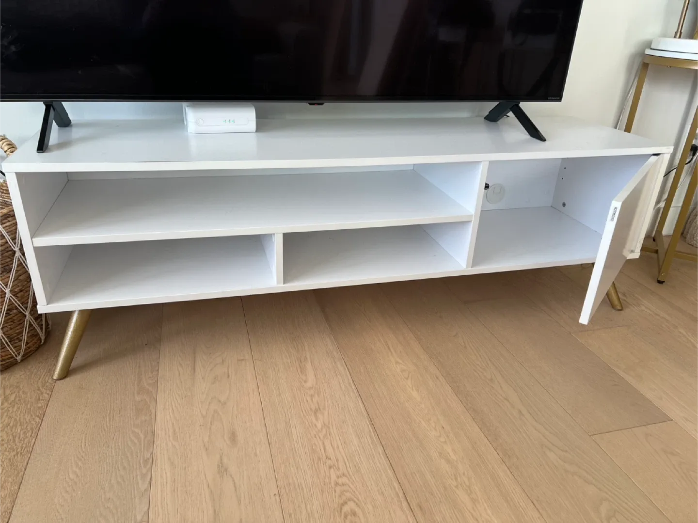 White TV Stand with Storage image indicator(7)
