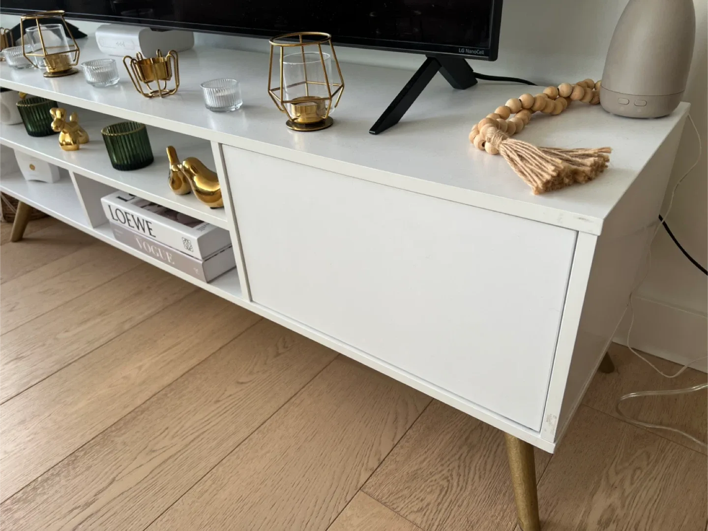 White TV Stand with Storage image indicator(8)