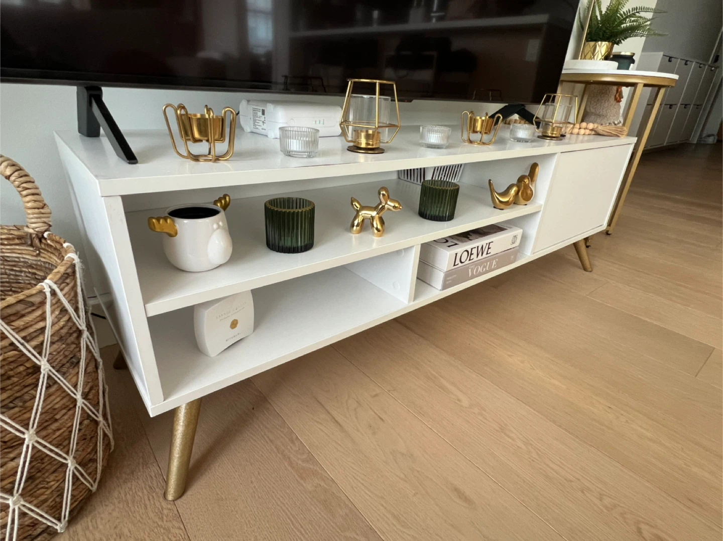 White TV Stand with Storage