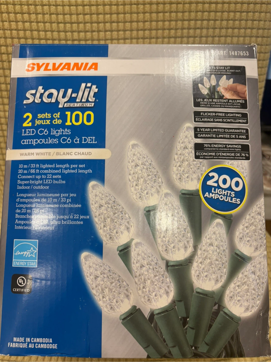 Sylvania Stay-Lit Platinum LED C6 Lights - 200 Bulbs