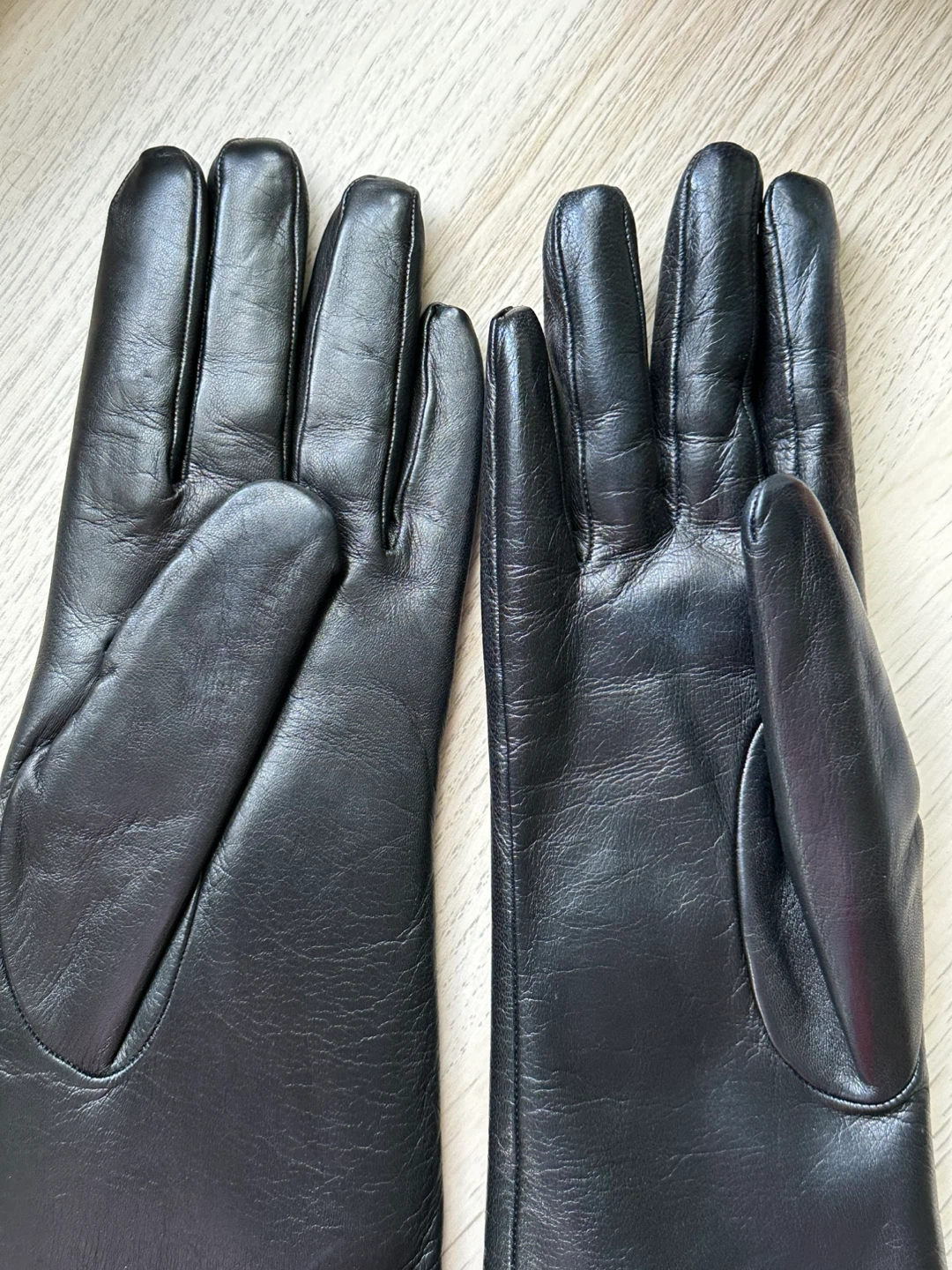Black Leather Gloves with Rabbit Fur (xs) - new - photo 2