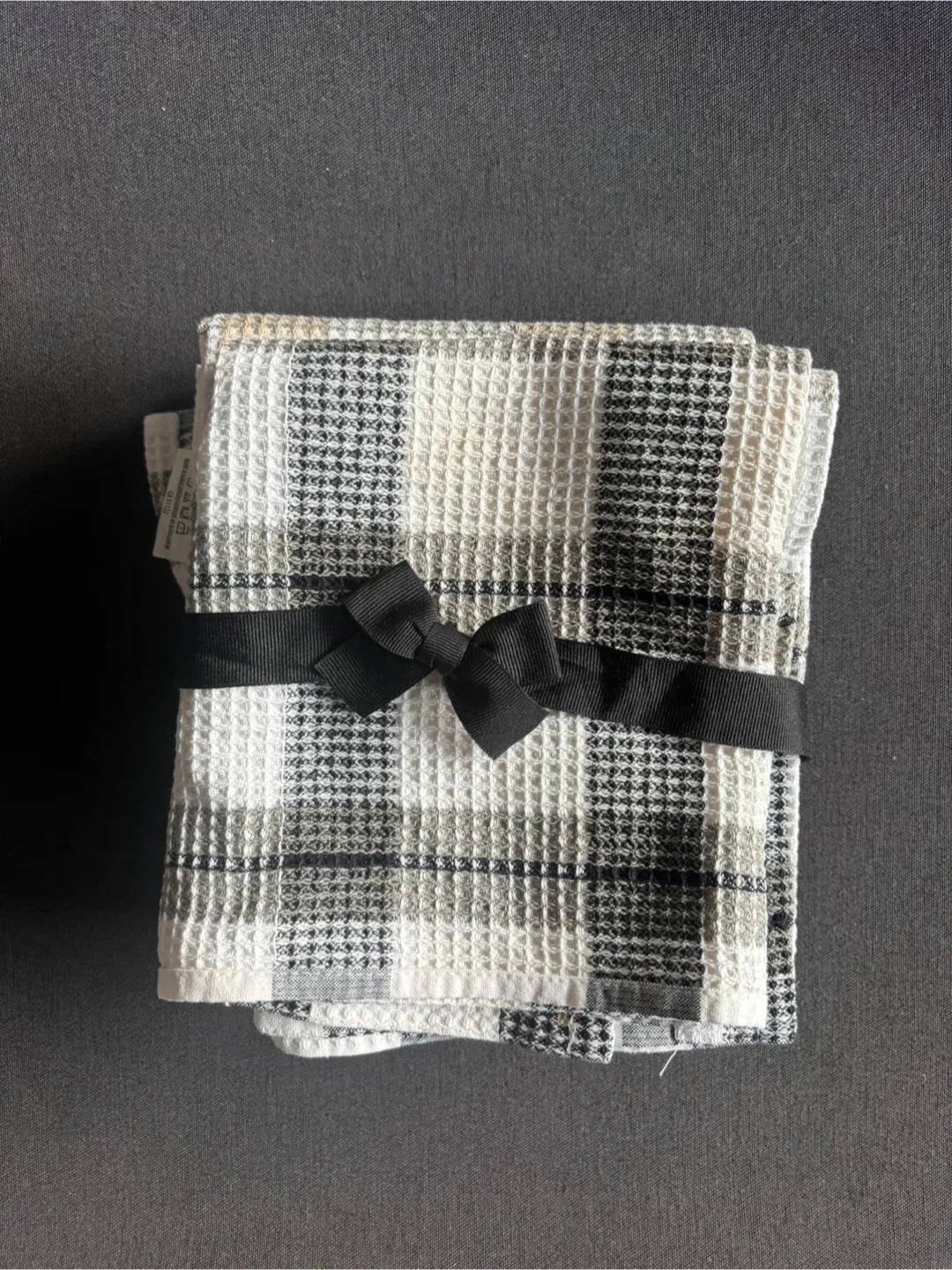 Set of 4 Plaid Waffle Weave Kitchen Towels