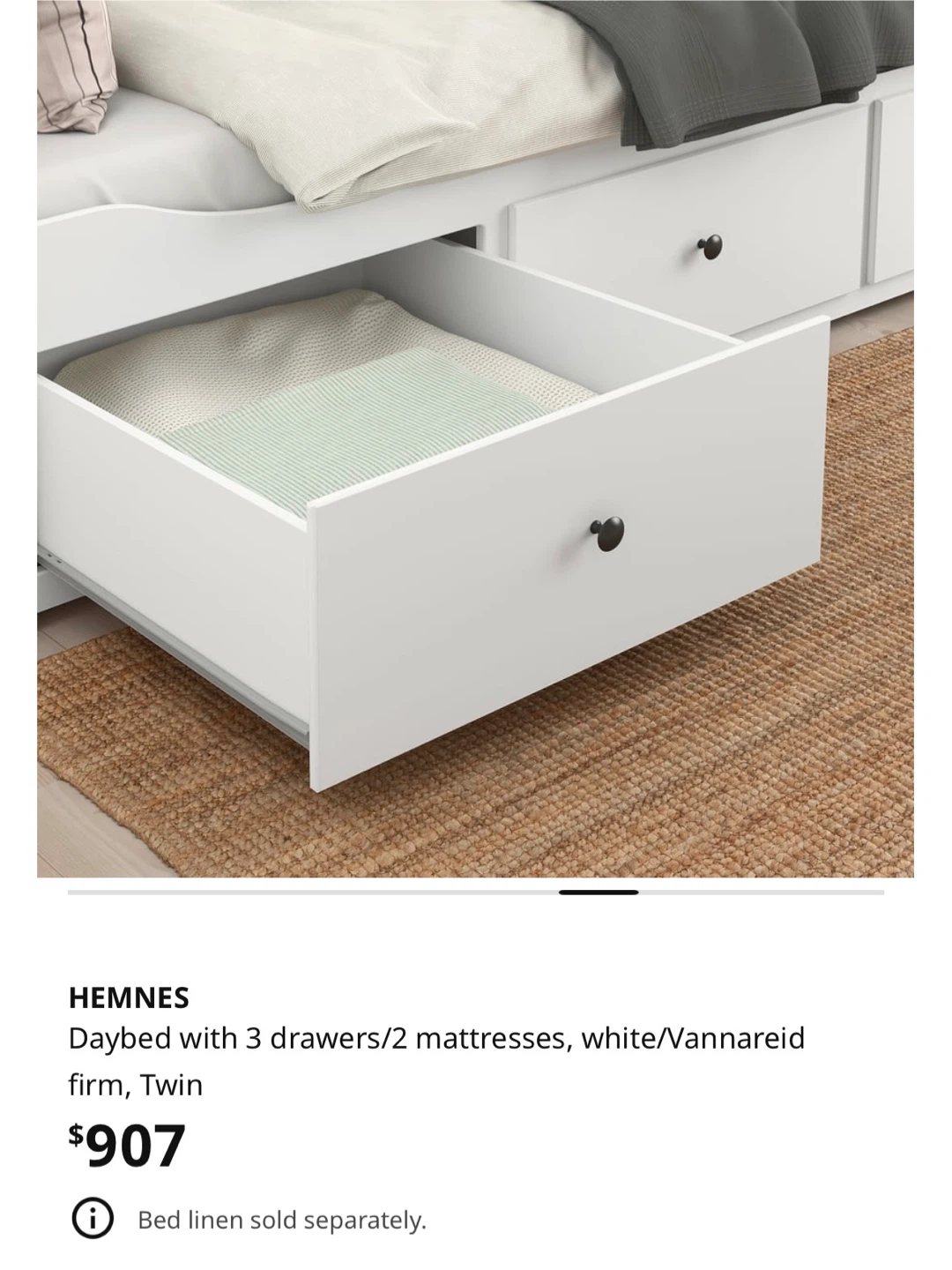 IKEA Hemnes Daybed with 3 Drawers - White - photo 3