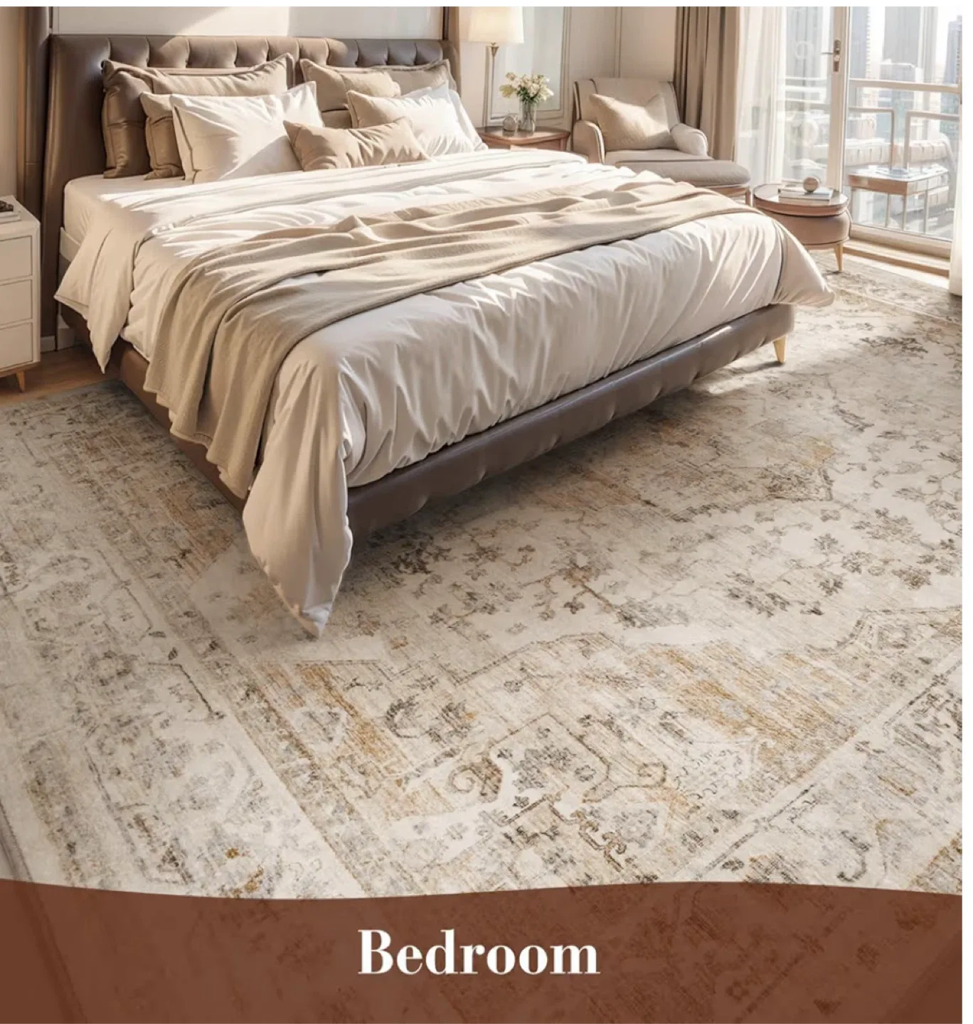 MontVoo Beige Area Rug 8x10