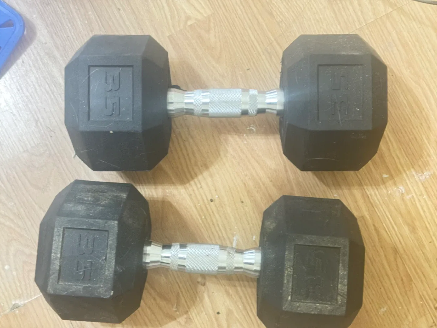 Pair of 35 lb Hex Dumbbells