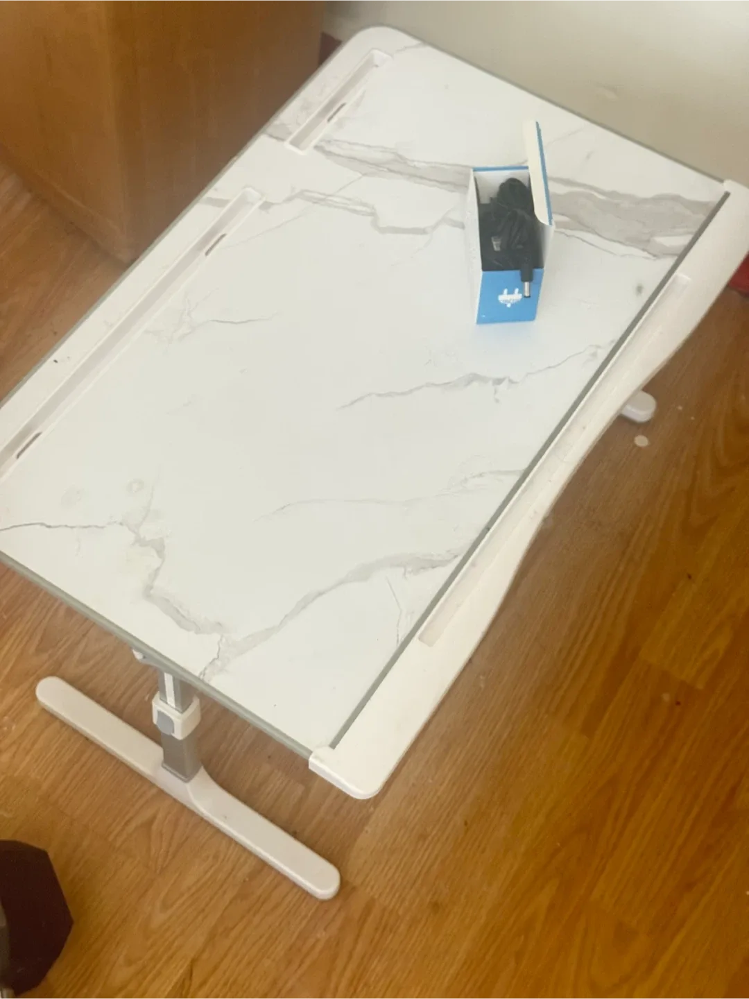 Adjustable Height White Laptop Desk