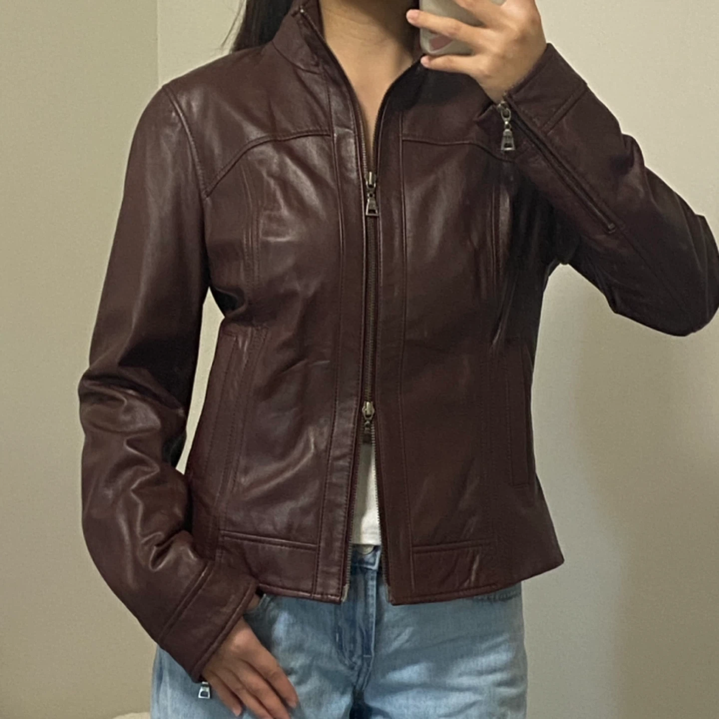 DANIER Burgundy Leather Jacket (S) - photo 4