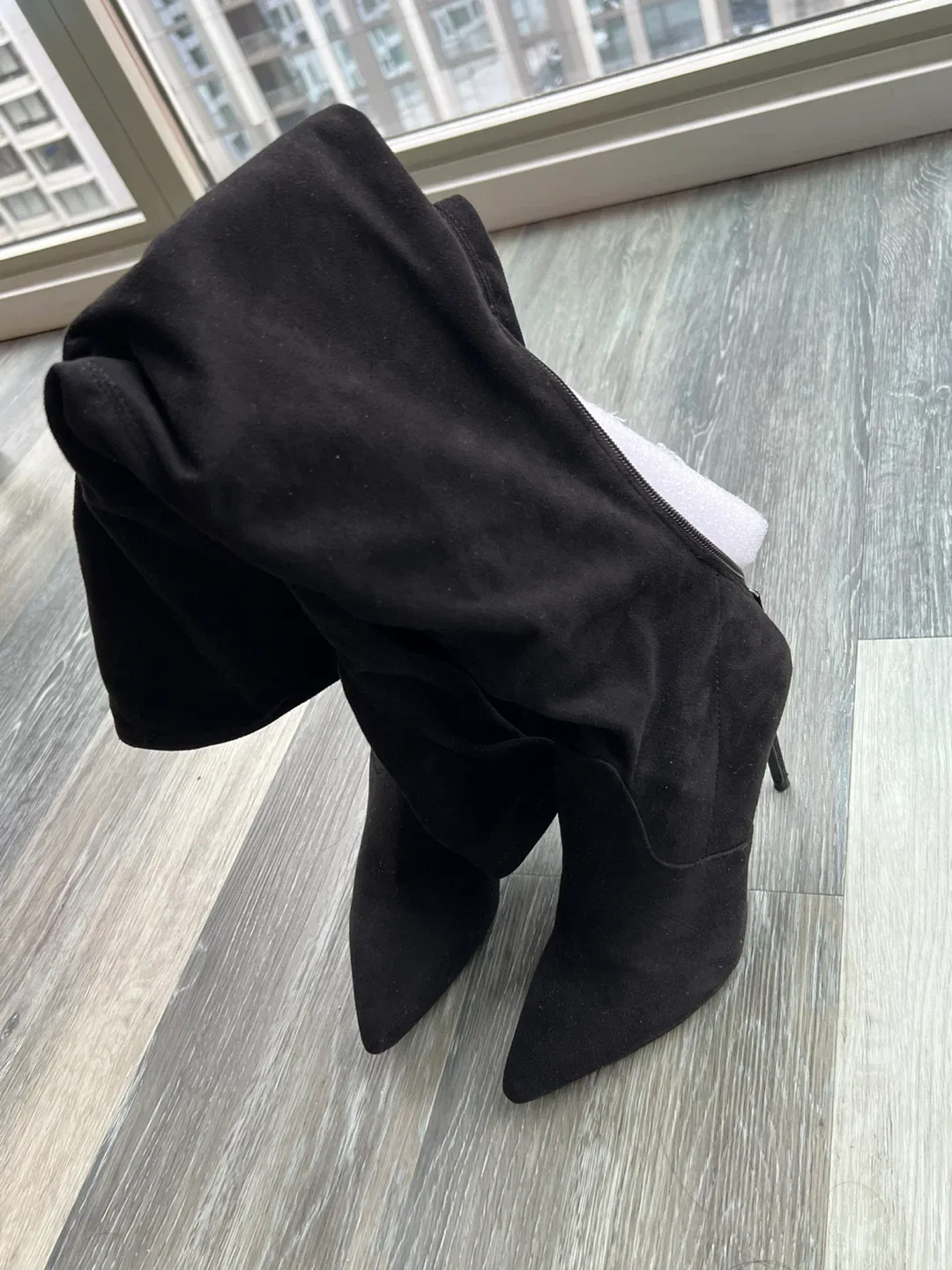 Steve Madden Black Suede Thigh High Heeled Boots