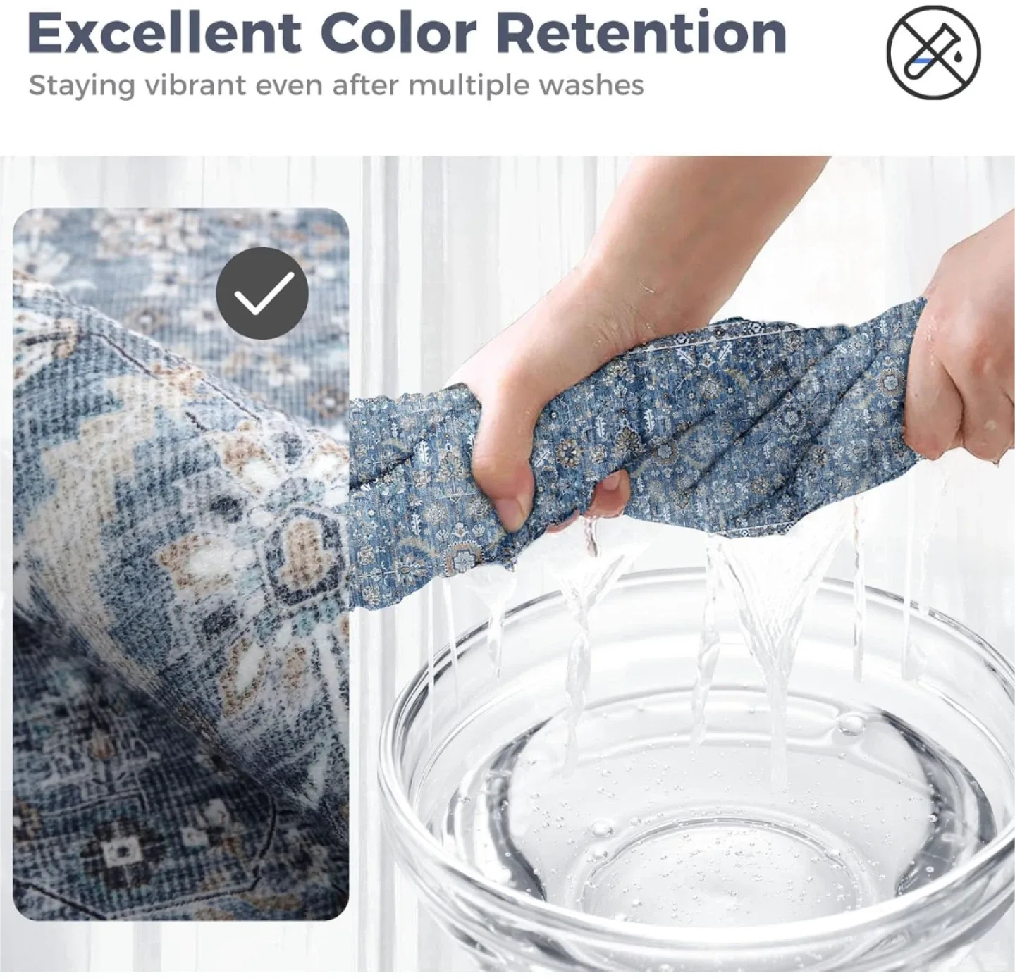 OPPDREAM Vintage Blue Area Rug 9x6 ft image indicator(6)