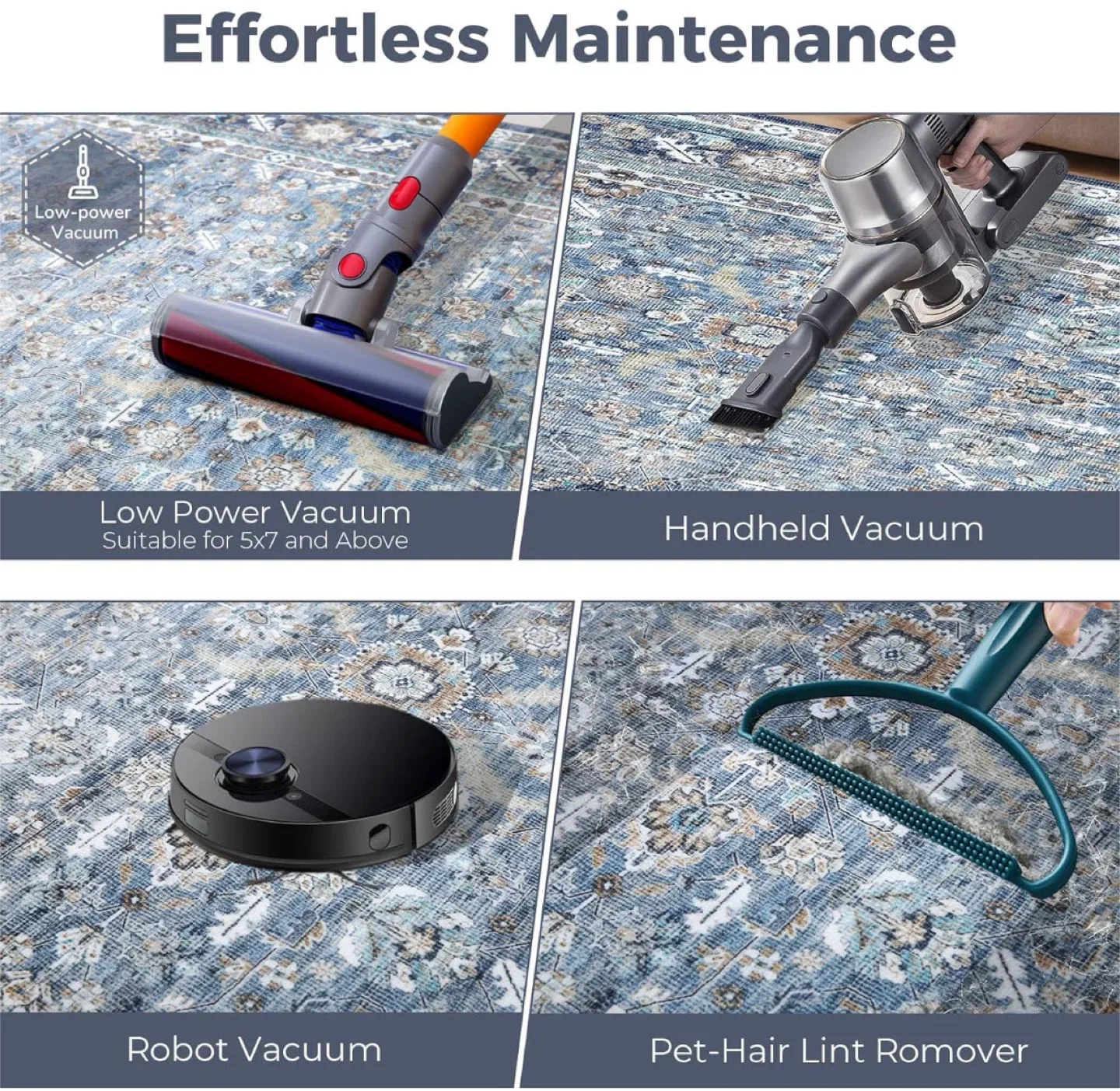 OPPDREAM Vintage Blue Area Rug 9x6 ft image indicator(7)