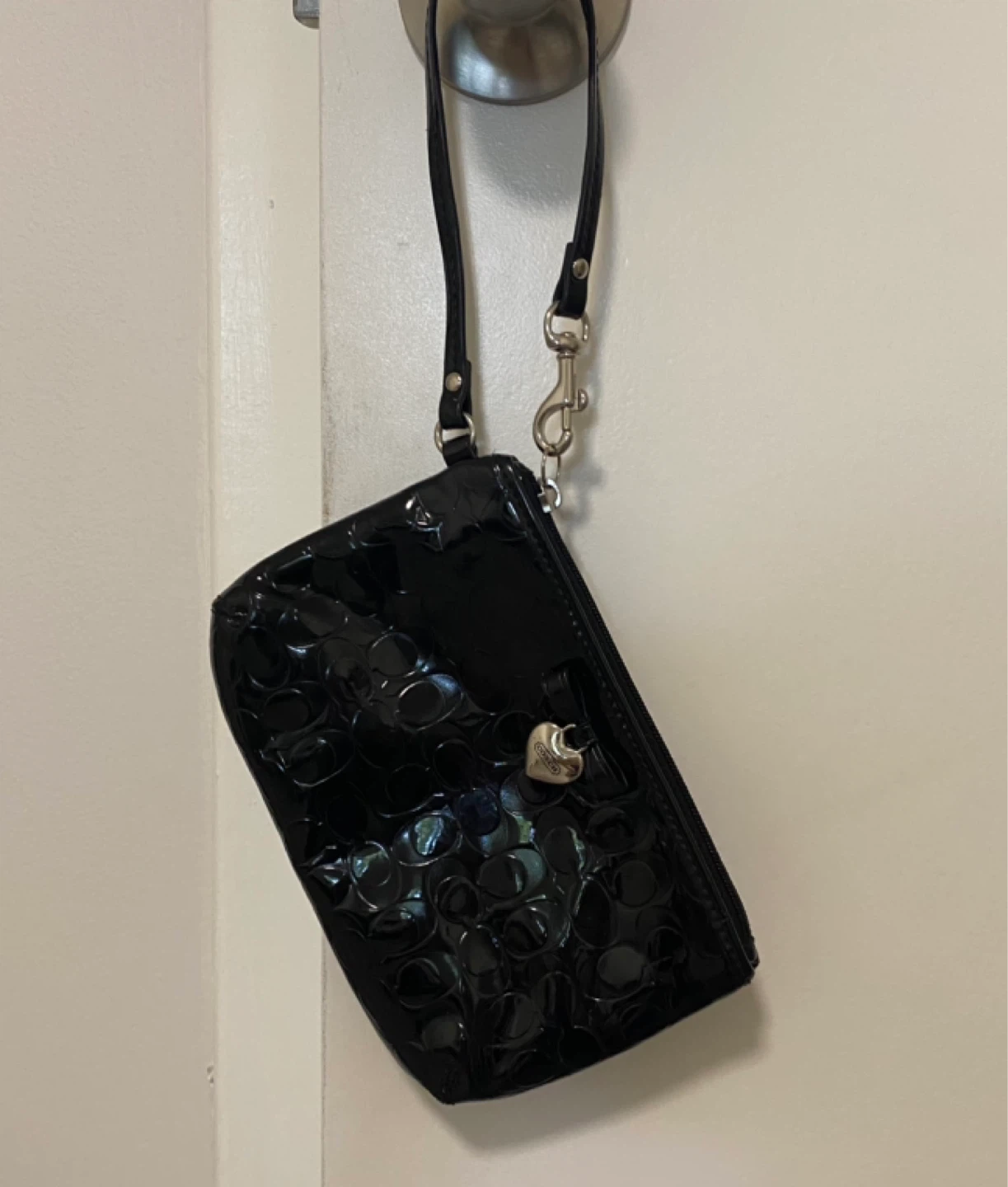 Coach Black Patent Leather Wristlet