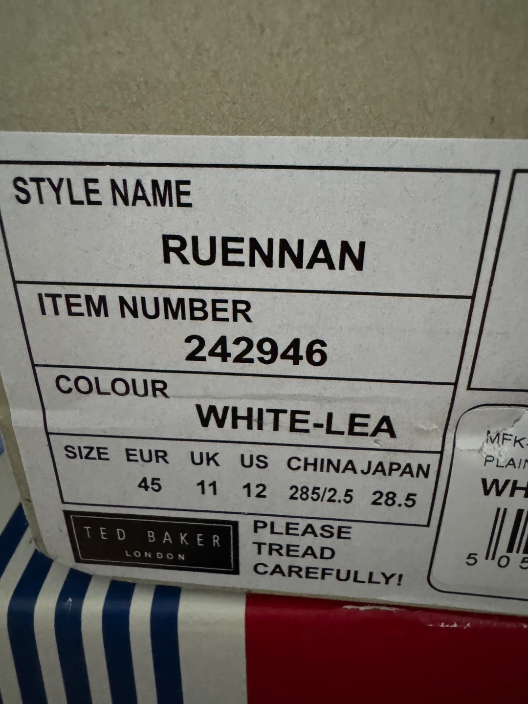 Ted Baker Ruennan White Leather Sneakers - Size 12