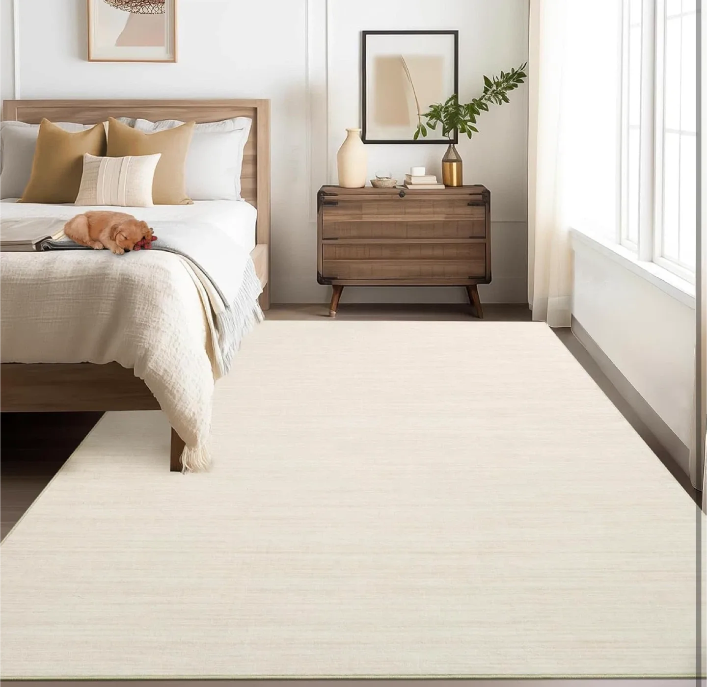 Beige Area Rug 7x5 ft- Family & Pet Friendly image indicator(6)