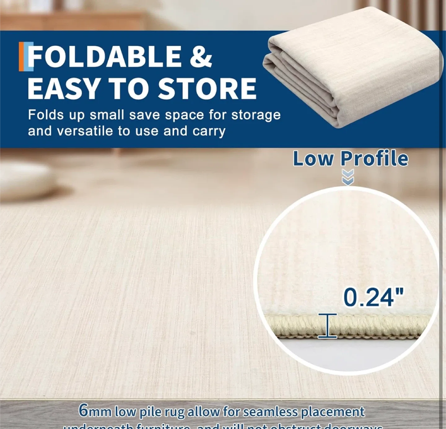 Beige Area Rug 7x5 ft- Family & Pet Friendly image indicator(5)