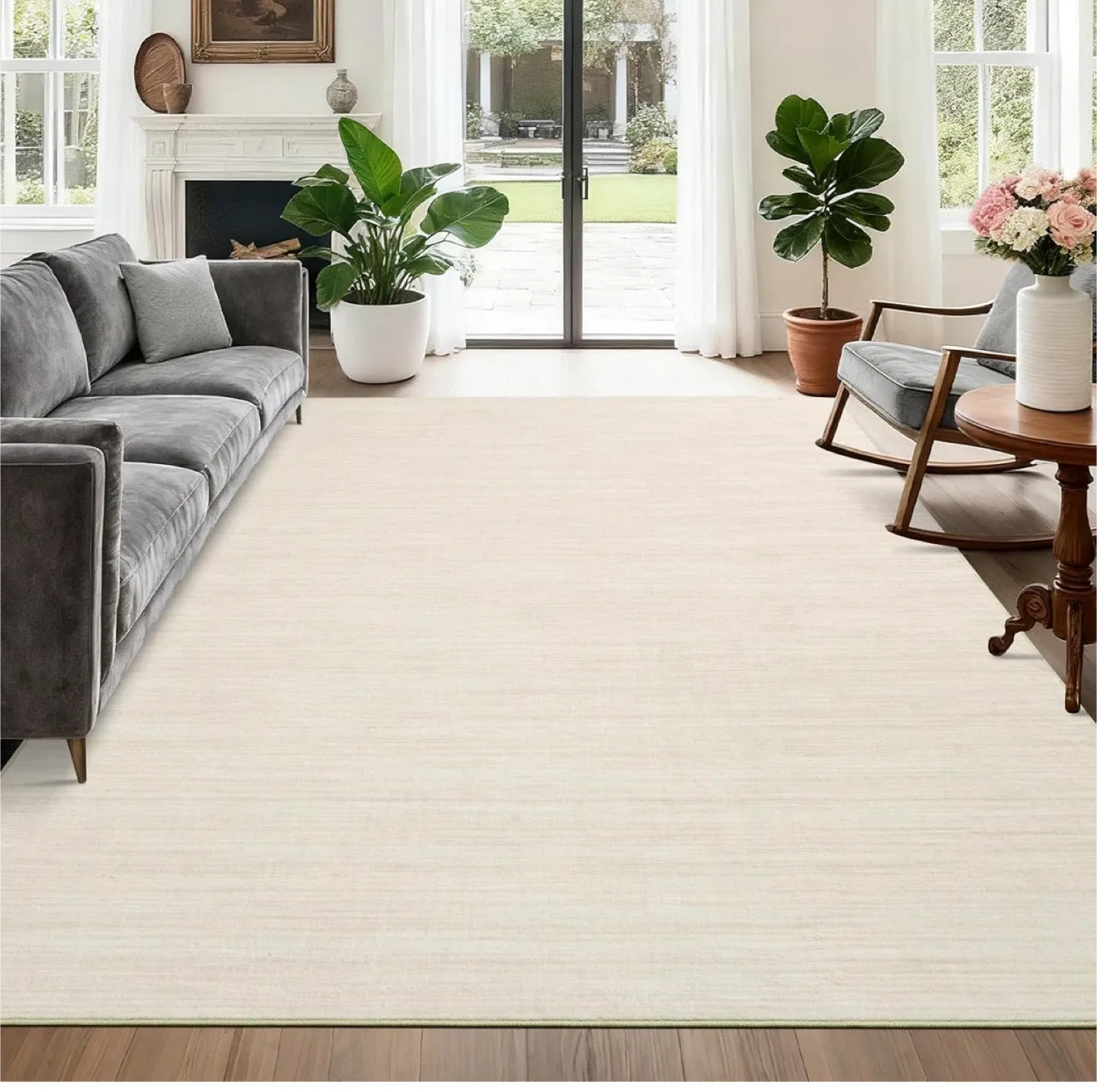 Beige Area Rug 7x5 ft- Family & Pet Friendly