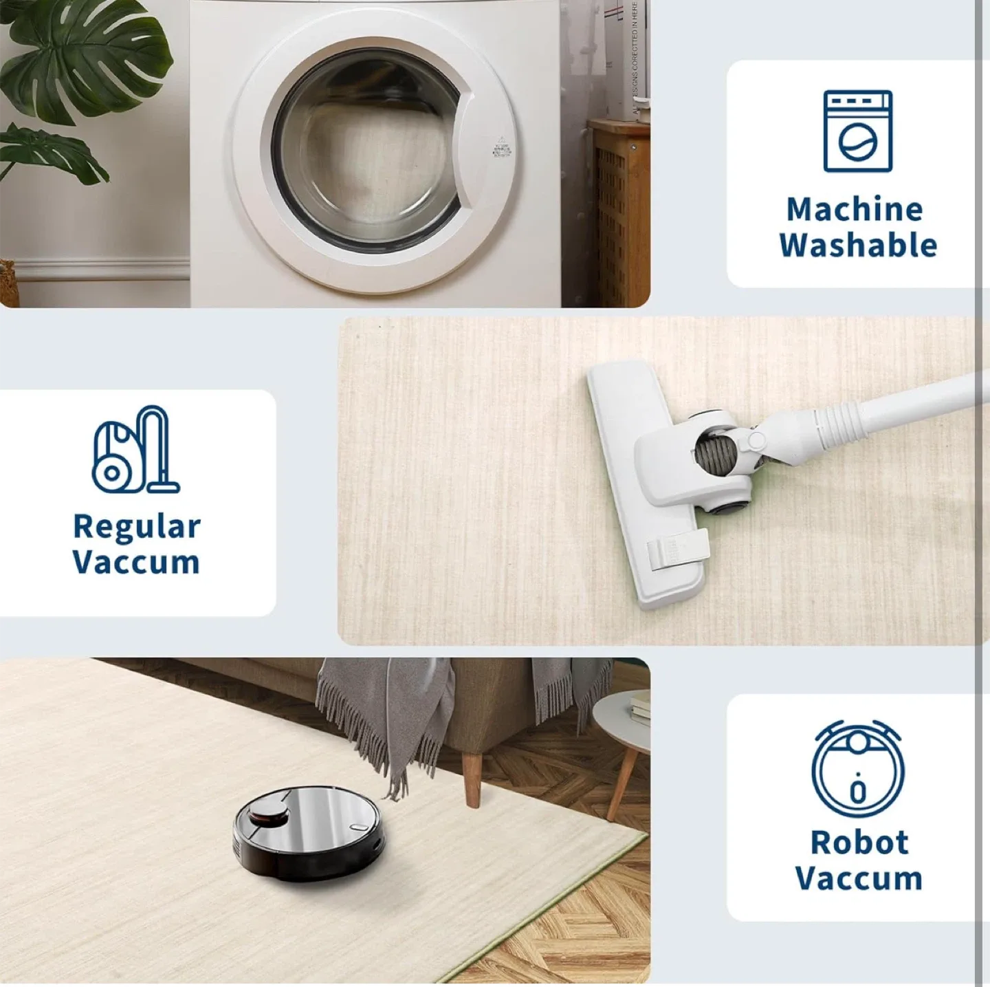 Beige Area Rug 7x5 ft- Family & Pet Friendly image indicator(4)