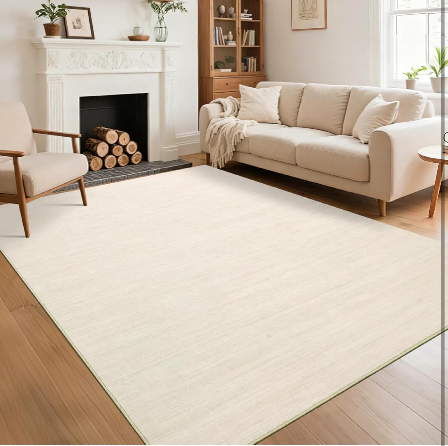 Beige Area Rug 7x5 ft- Family & Pet Friendly image indicator(2)