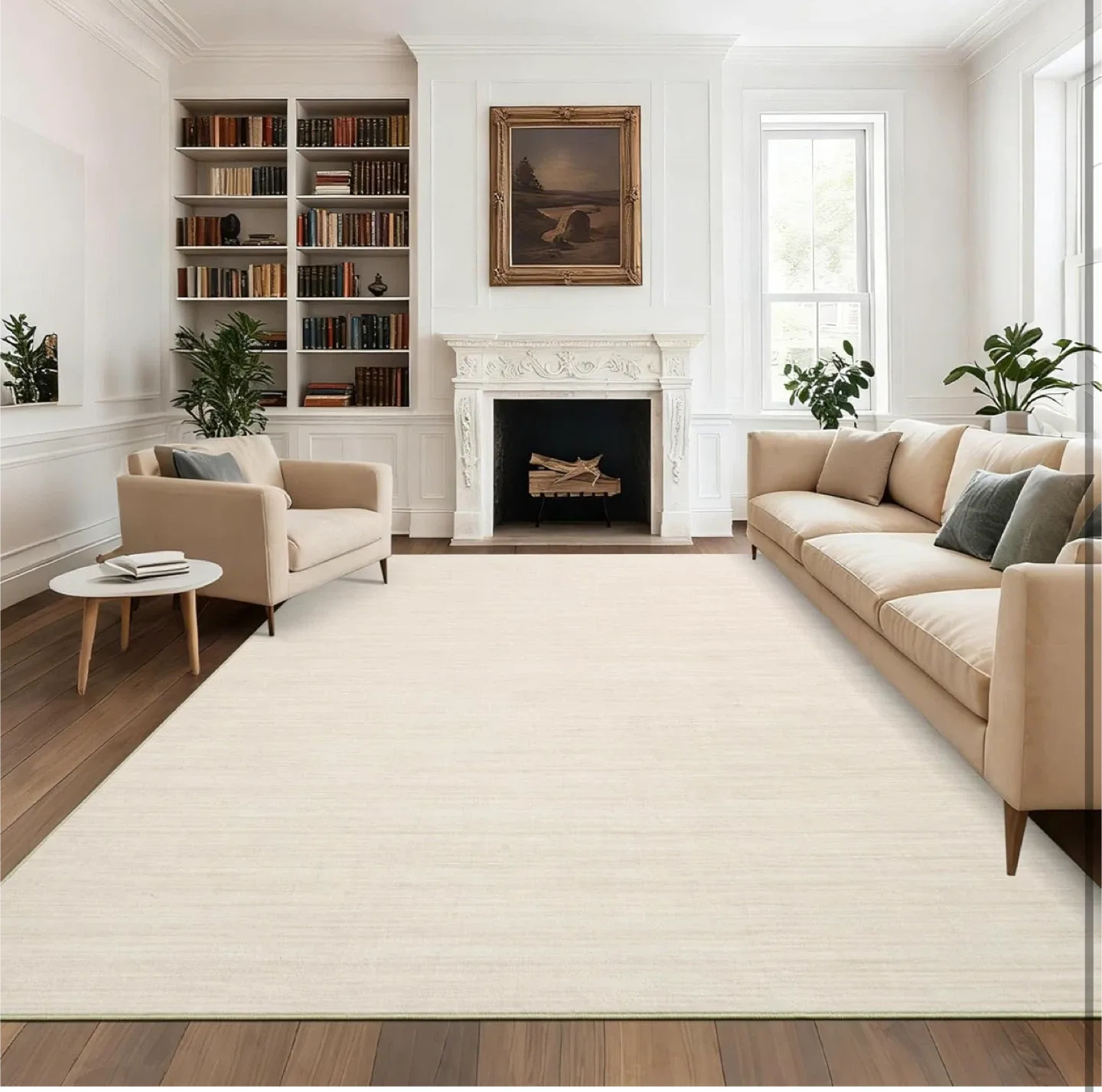 Beige Area Rug 7x5 ft- Family & Pet Friendly image indicator(7)