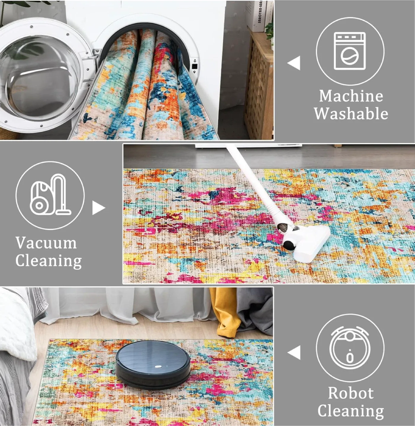 Colorful Abstract Area Rug 7x5 ft- Ultra-Thin image indicator(5)