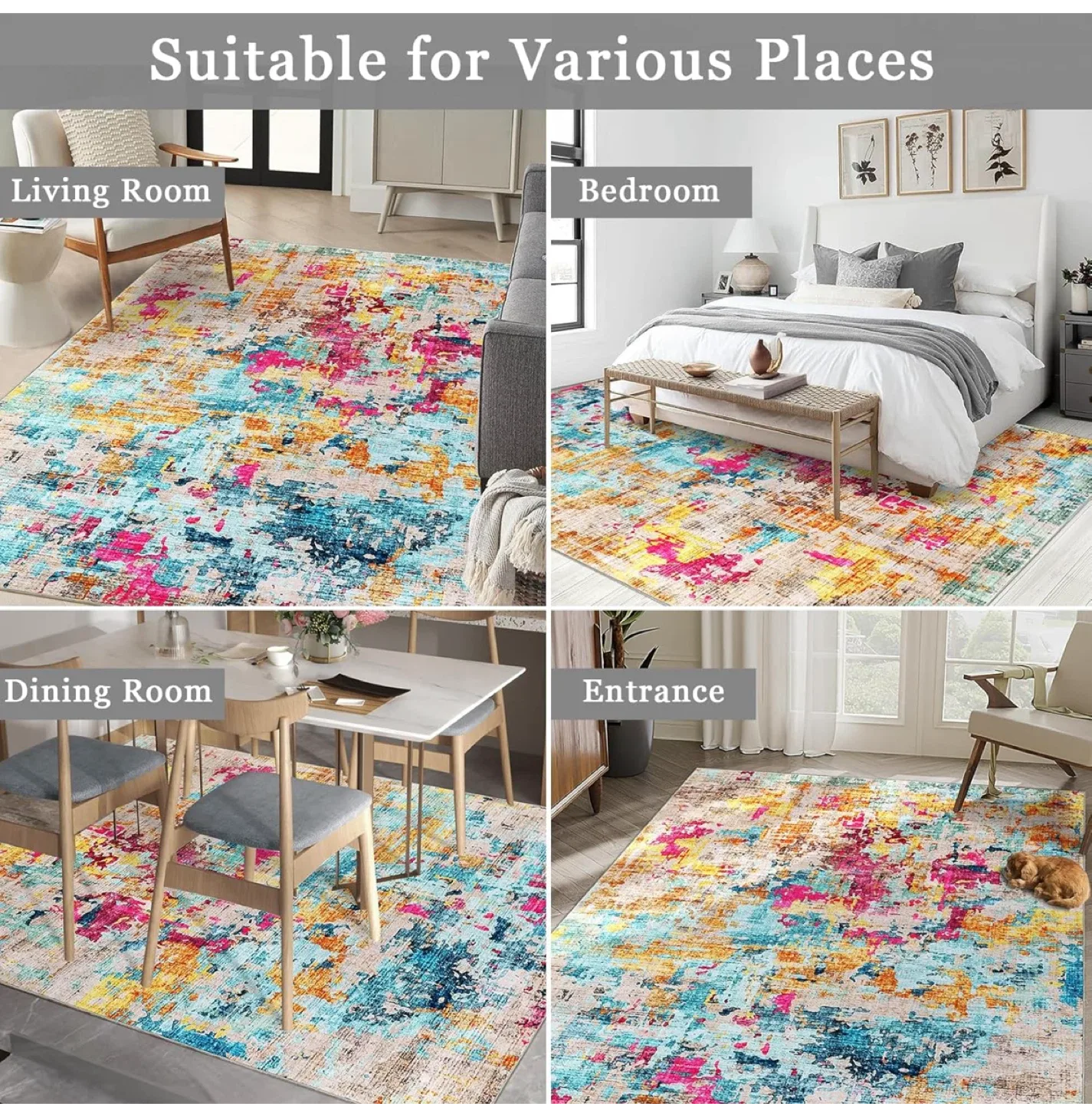 Colorful Abstract Area Rug 7x5 ft- Ultra-Thin image indicator(4)