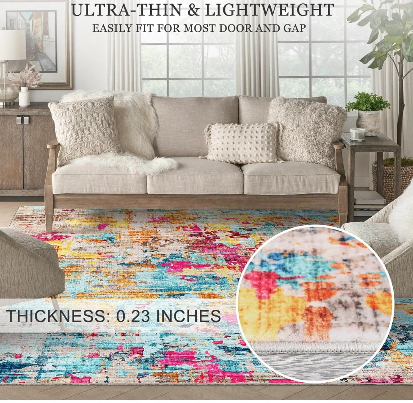 Colorful Abstract Area Rug 7x5 ft- Ultra-Thin image indicator(3)