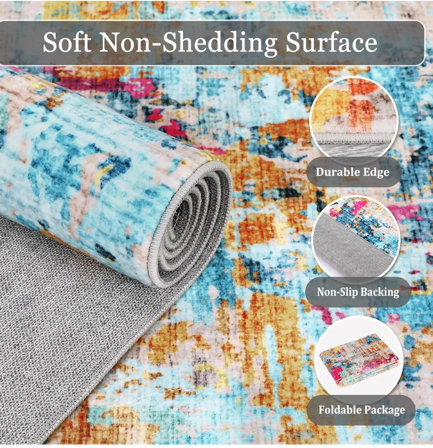 Colorful Abstract Area Rug 7x5 ft- Ultra-Thin image indicator(2)