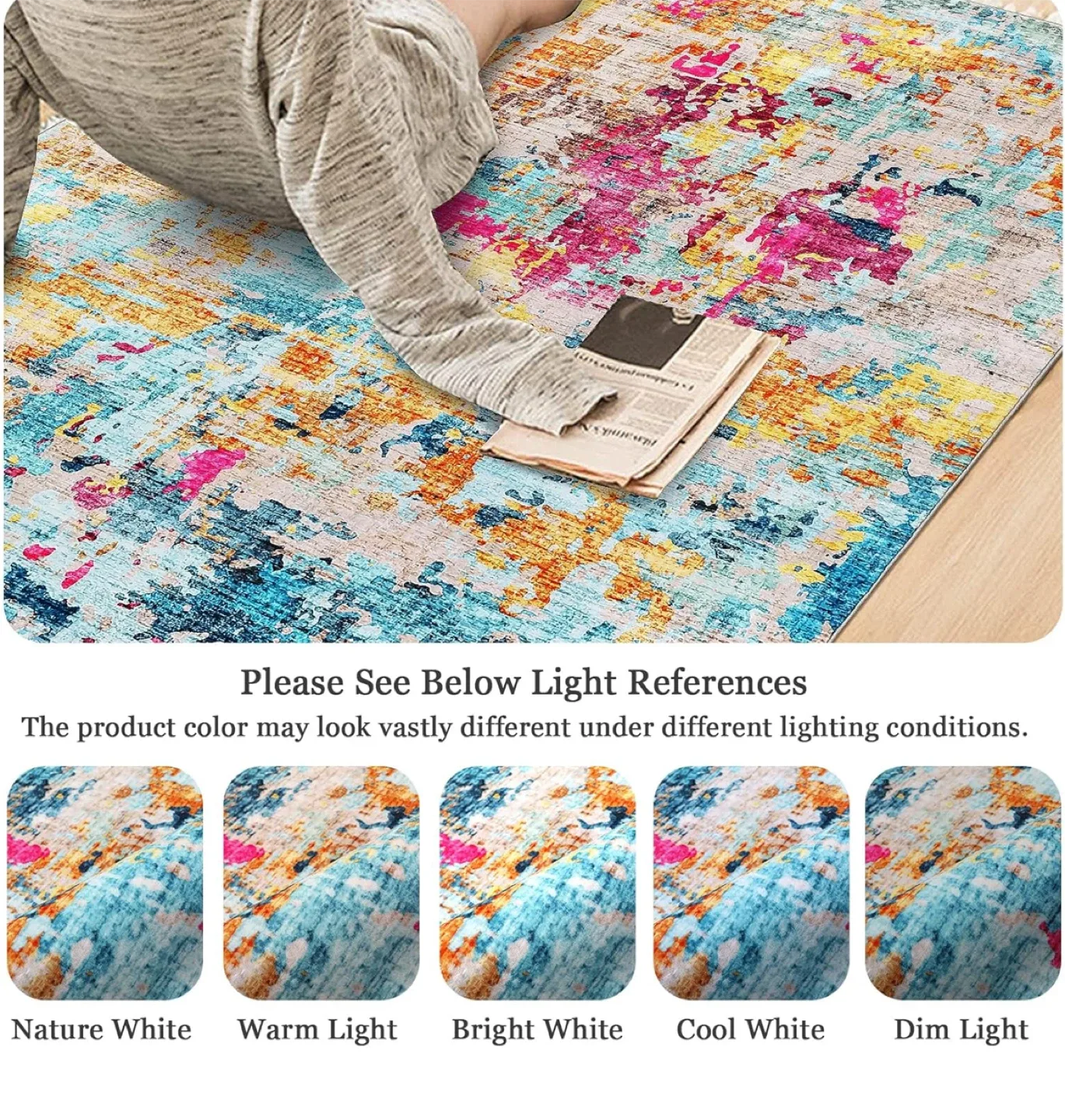 Colorful Abstract Area Rug 7x5 ft- Ultra-Thin image indicator(6)
