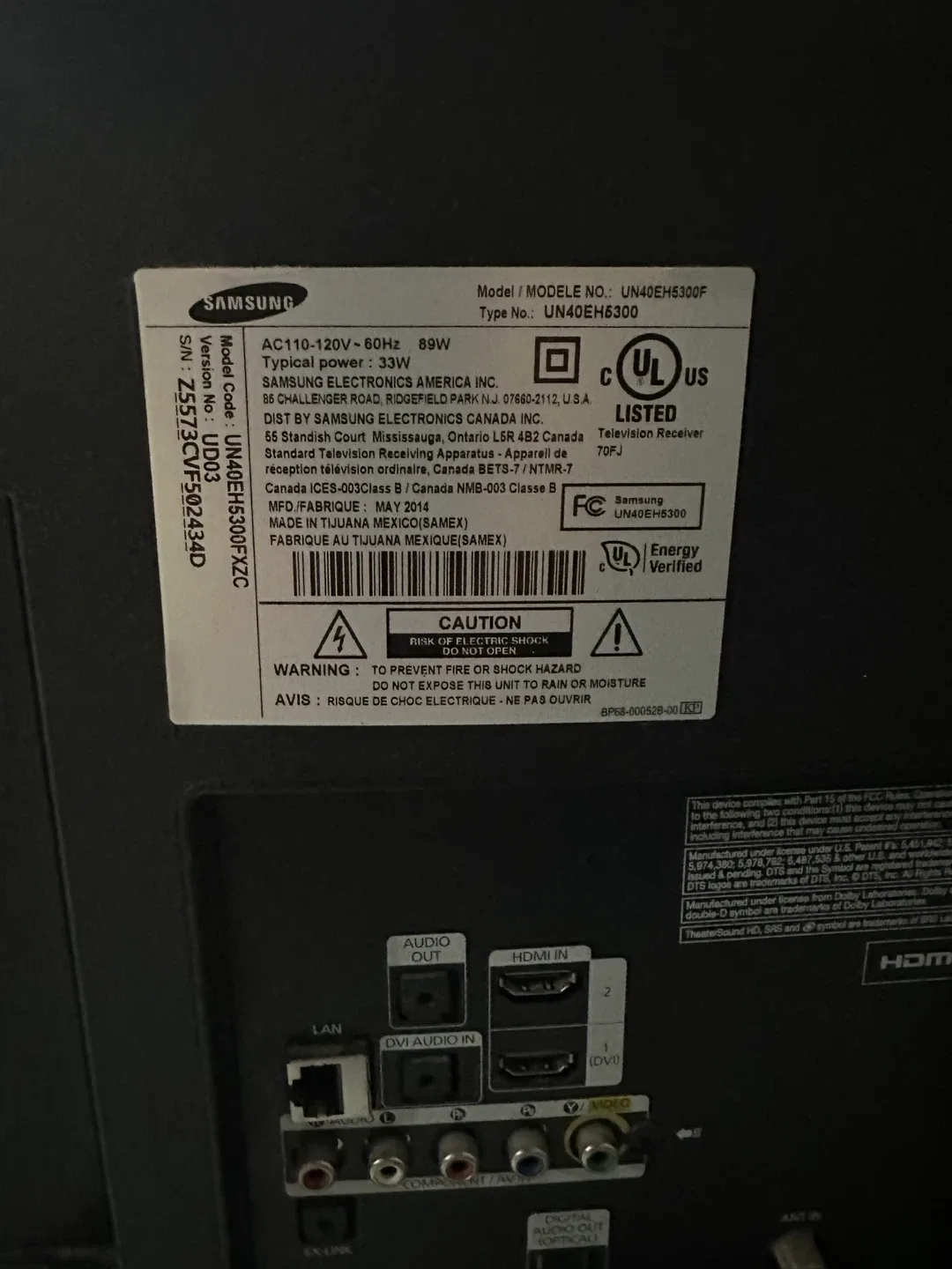 Samsung UN40EH5300F 40" LED TV image indicator(2)