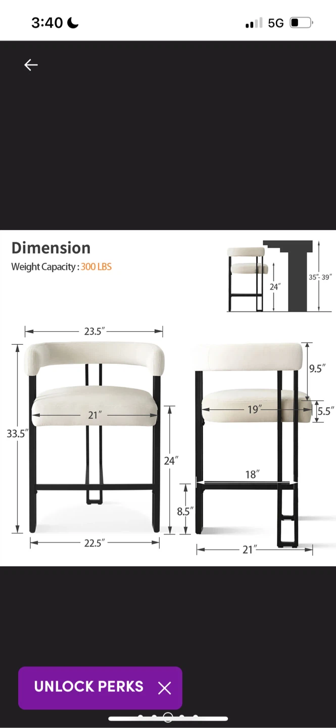 New Ivory Counter Stool with Black Frame - photo 3