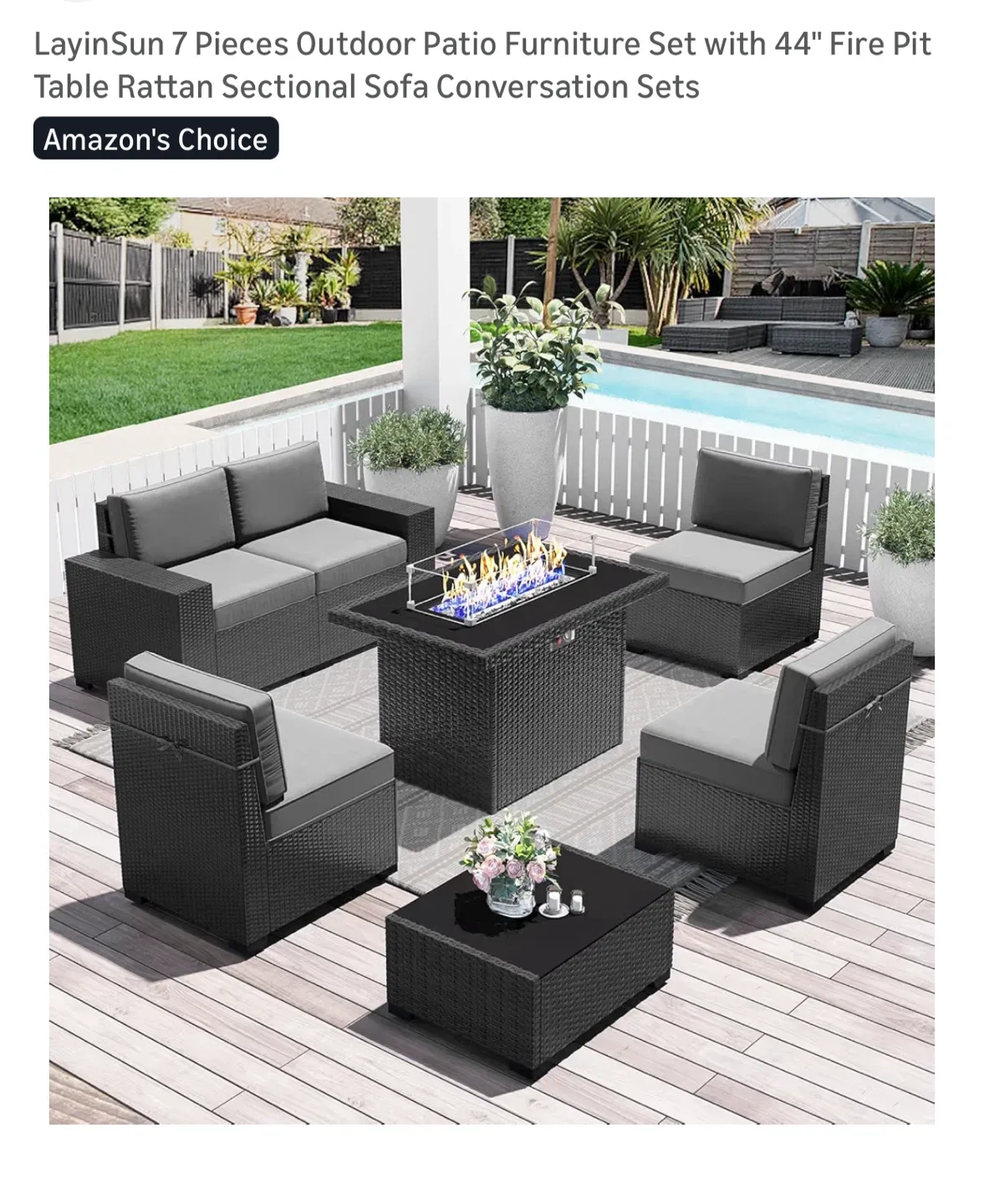 Outdoor Sectional Sofa Set with Fire Pit Table image indicator(6)