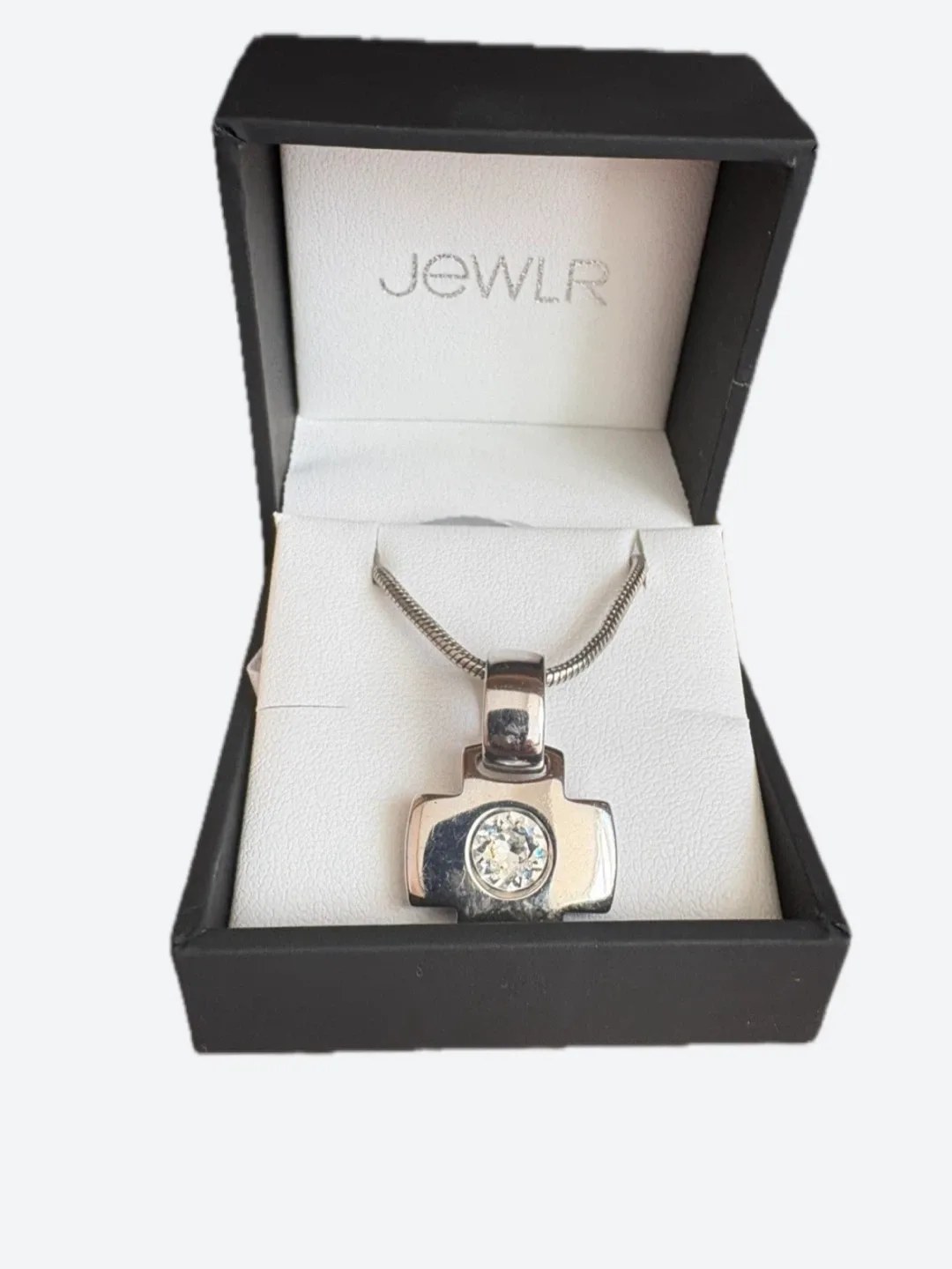 JEWLR Silver Cross Pendant Necklace thumbnail