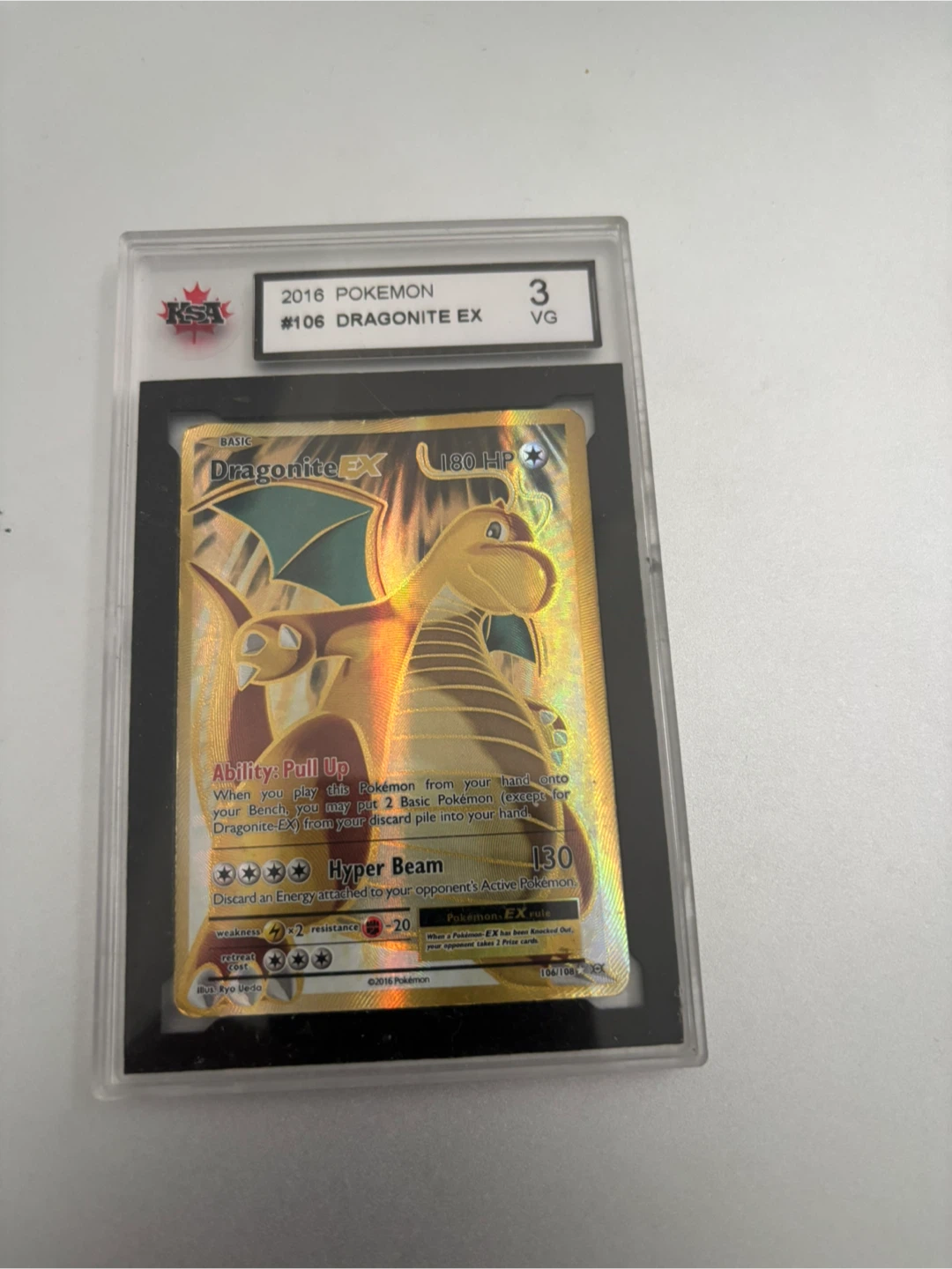 Graded Dragonite EX Pokemon Card - KSA 3 VG