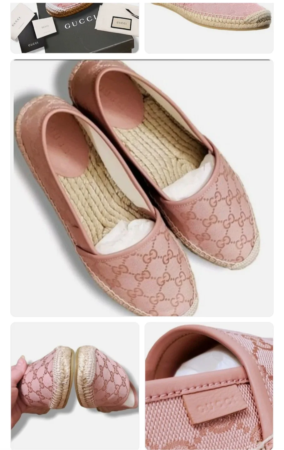 Gucci Pink Espadrille Flats - Size 6,5