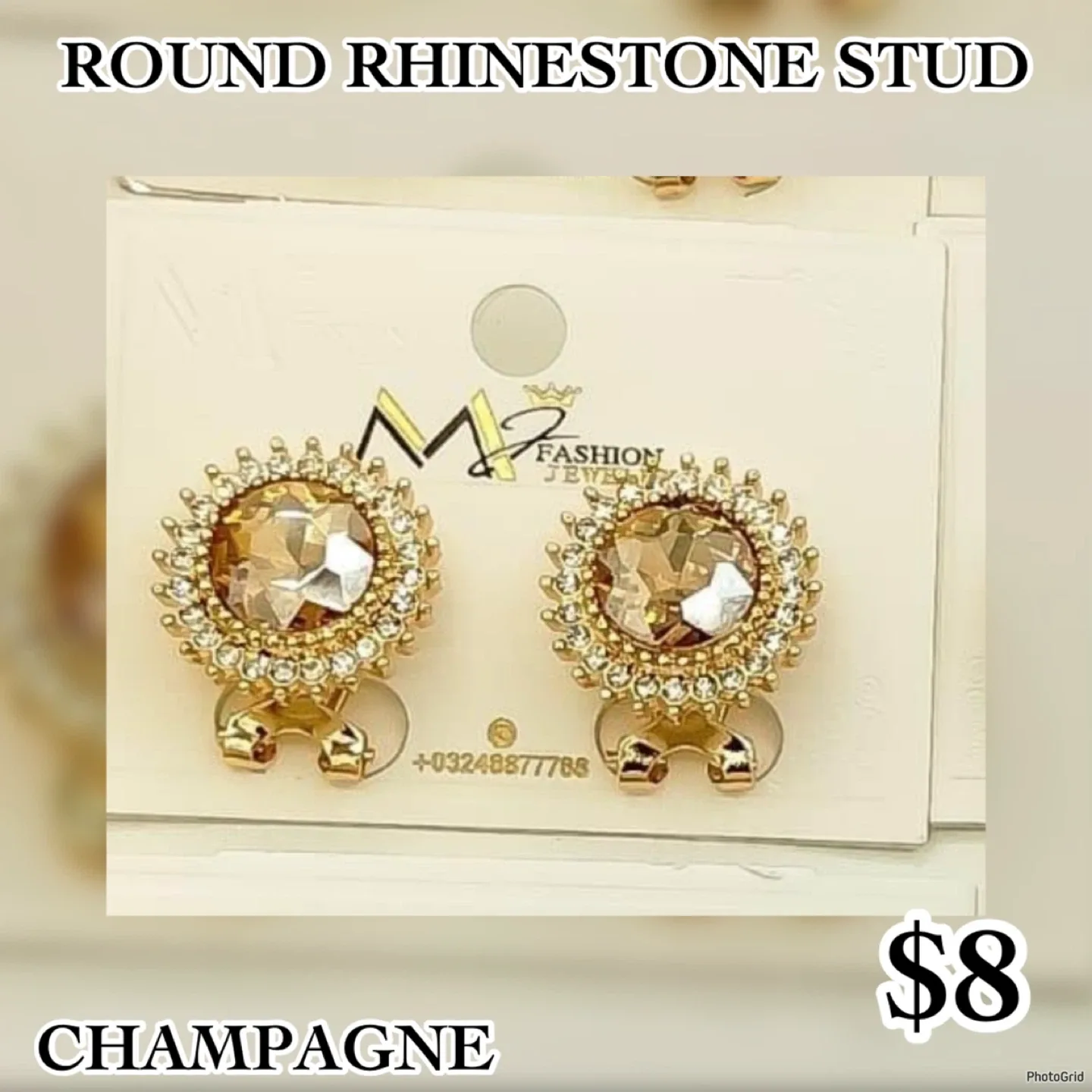 Rhinestone Stud Earrings  🥕 thumbnail