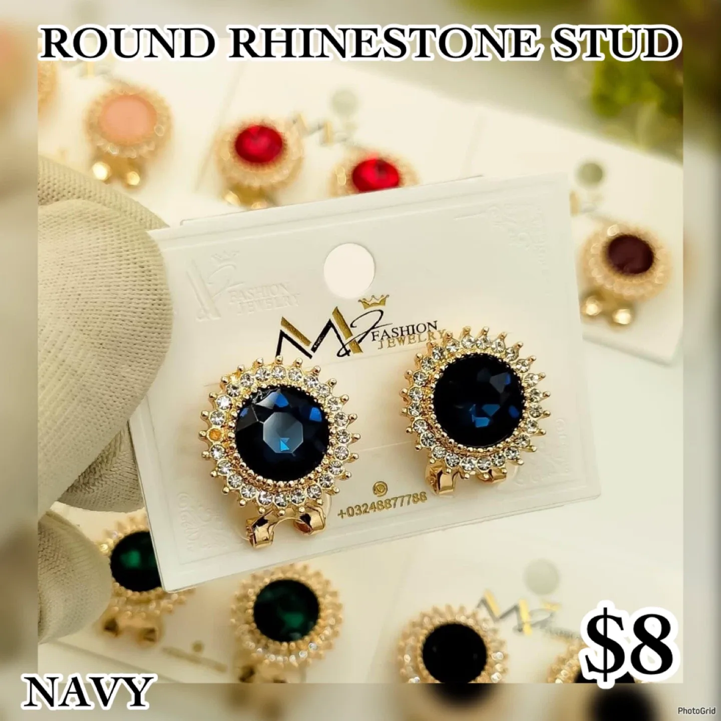 Rhinestone Stud Earrings  🥕 image indicator(6)