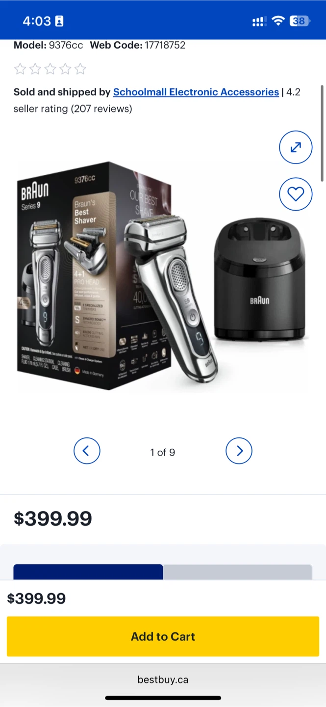 Braun Series 9 9376cc Electric Shaver - New - photo 3