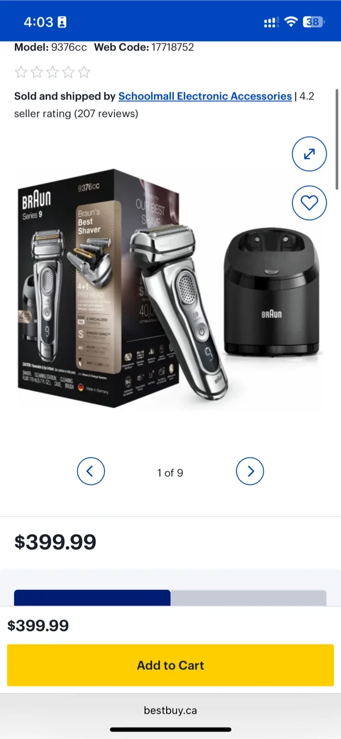 Braun Series 9 9376cc Electric Shaver - New image indicator(3)