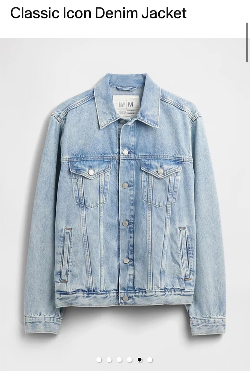 GAP Classic Icon Denim Jacket - Size M