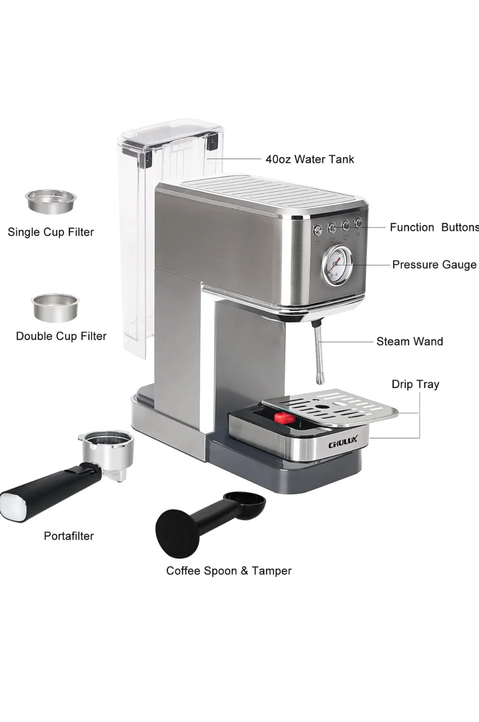 Brand New CHULUX Kom-Pro 20 Bar Espresso Machine image indicator(5)