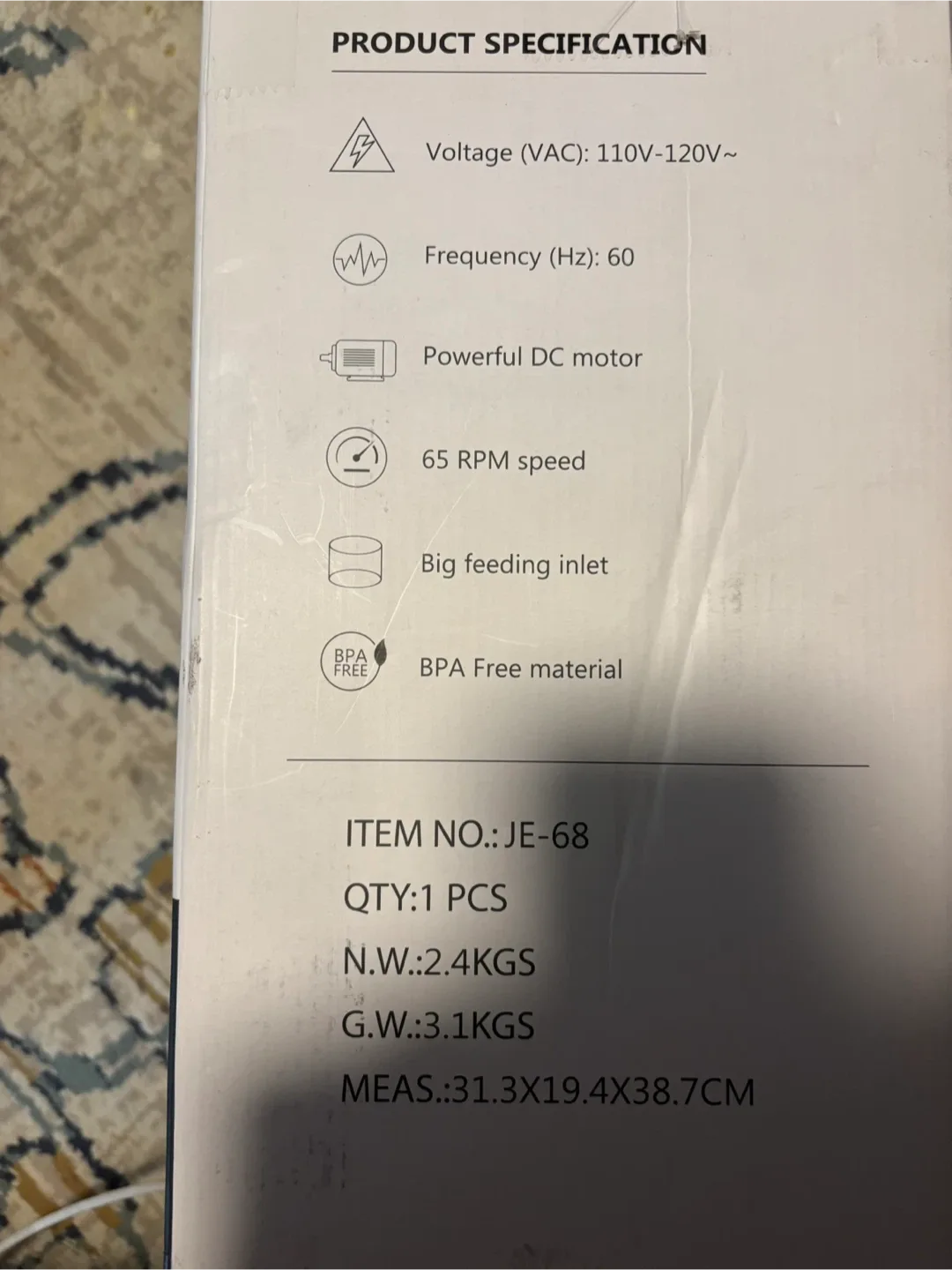 Canoly Masticating Juicer JE-68 image indicator(2)