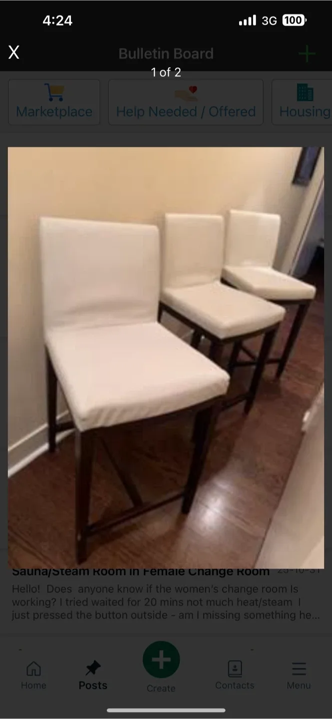 White, genuine leather bar stools.