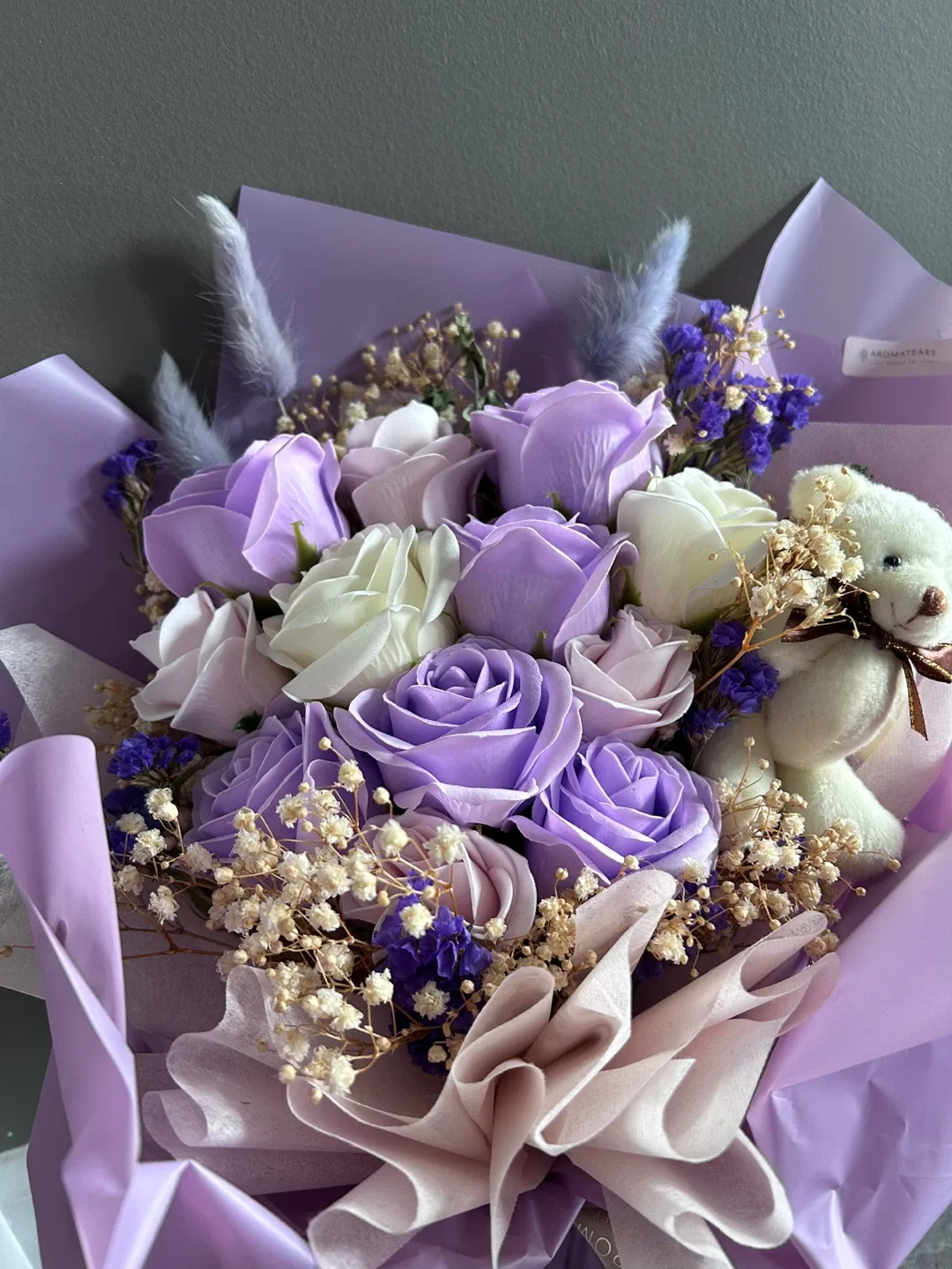 Aromatears Soap Flower Bouquet with Teddy Bear image indicator(2)