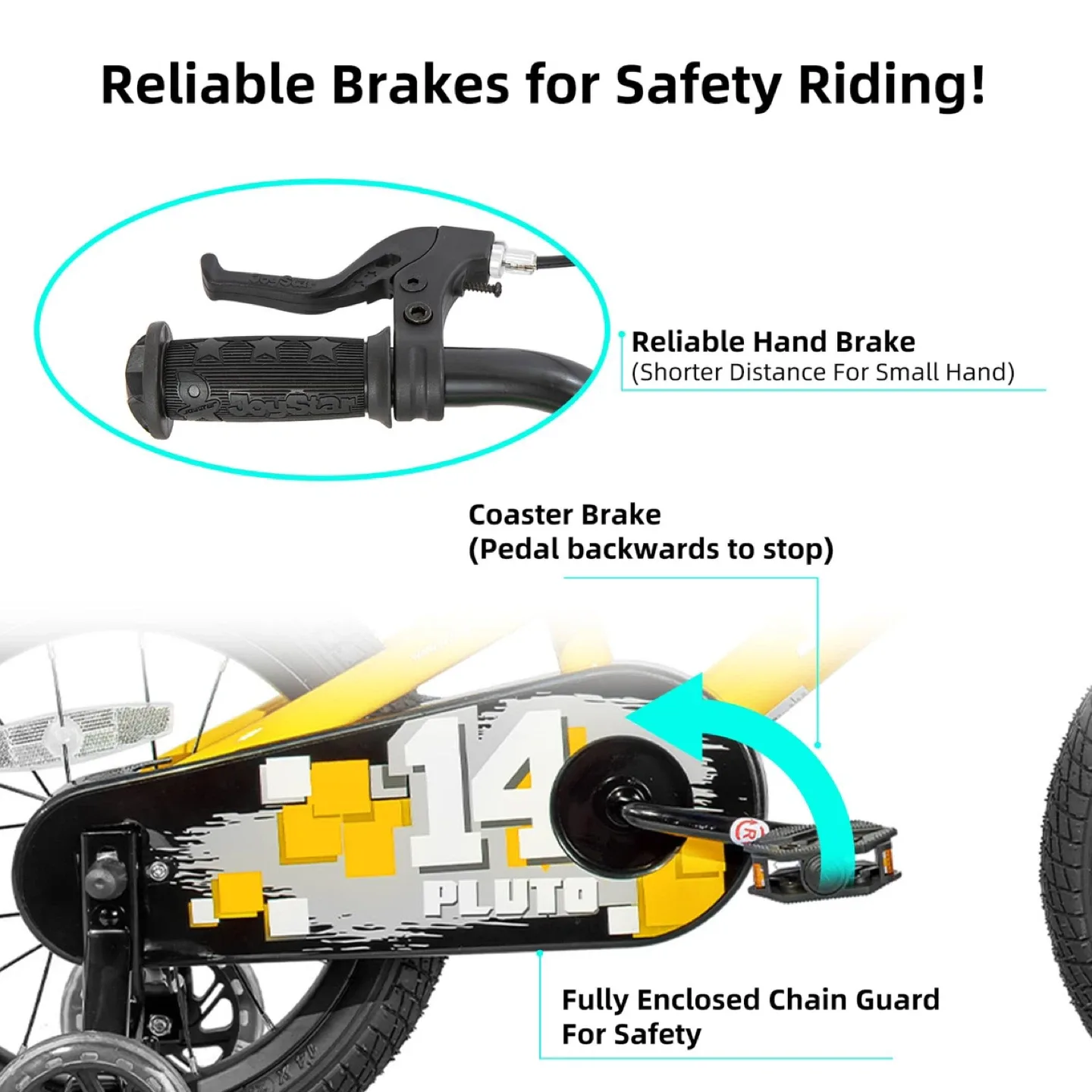 JOYSTAR Pluto Children's Bicycle w Light Up Training Wheels image indicator(3)