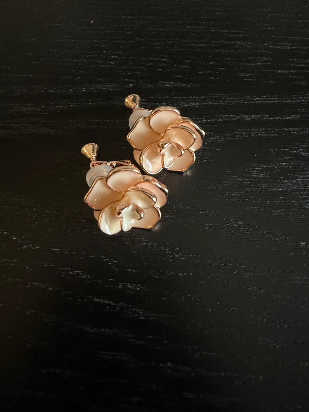 Rose Gold Flower clip on Earrings