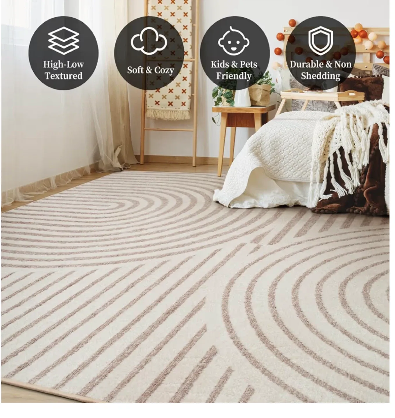 High-Low Textured Area Rug 9x6 ft- Soft & Cozy image indicator(2)