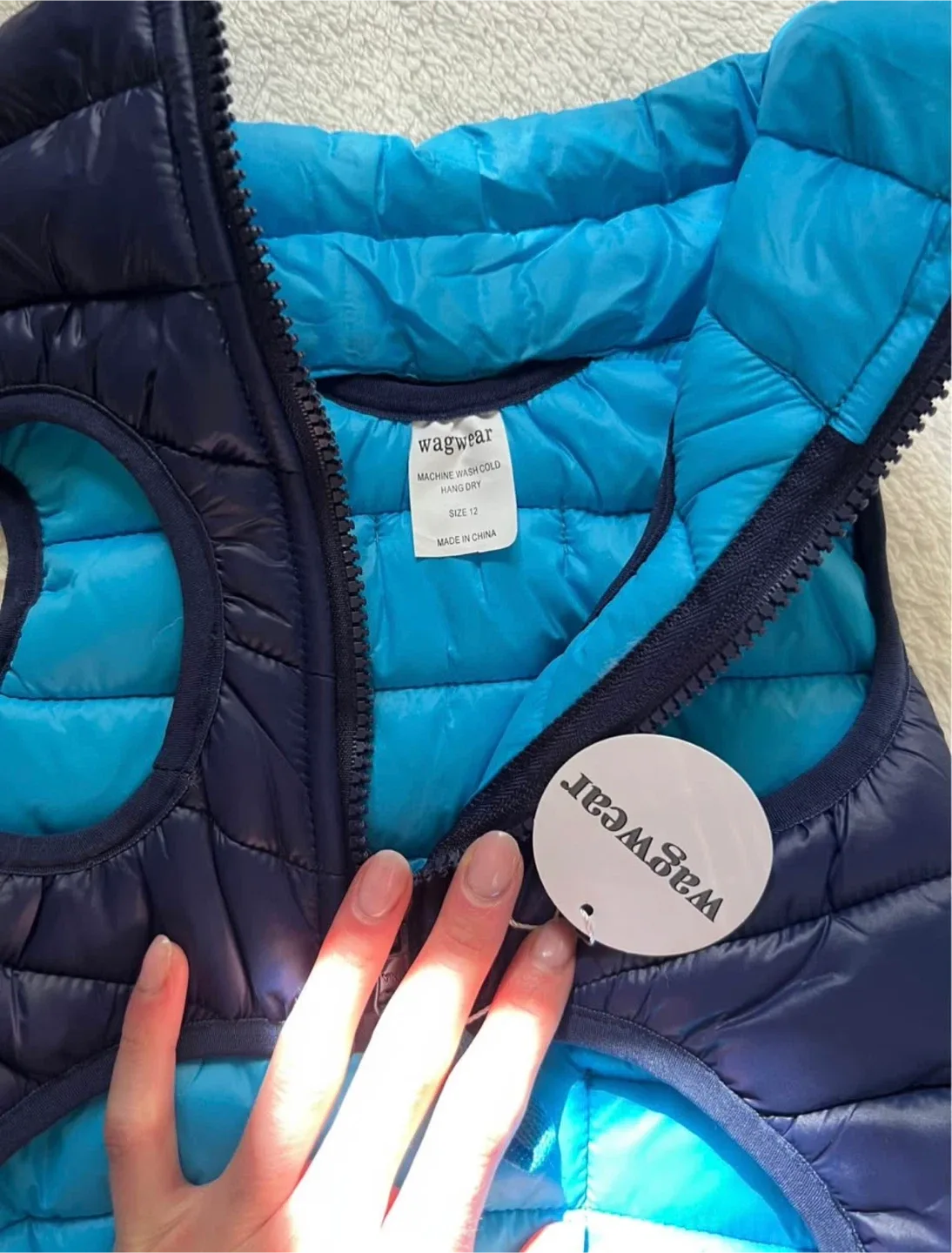 wagwear Navy Puffer Vest Size 12 image indicator(3)