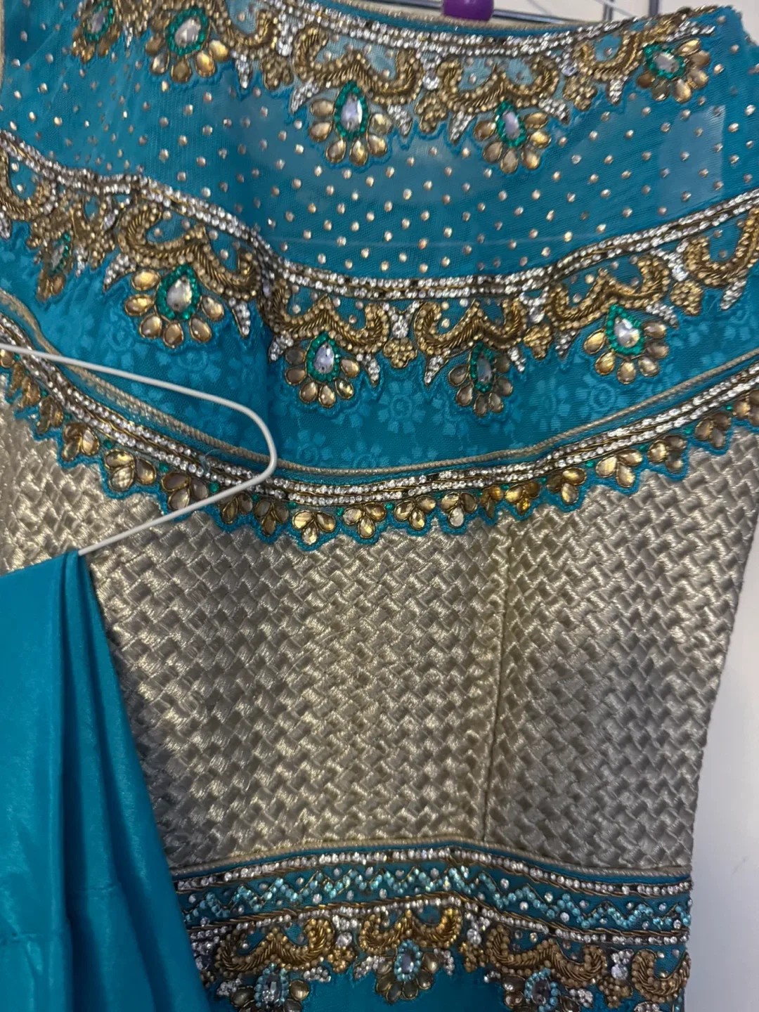 Teal and Gold Embroidered Indian Outfit 🥕 image indicator(4)