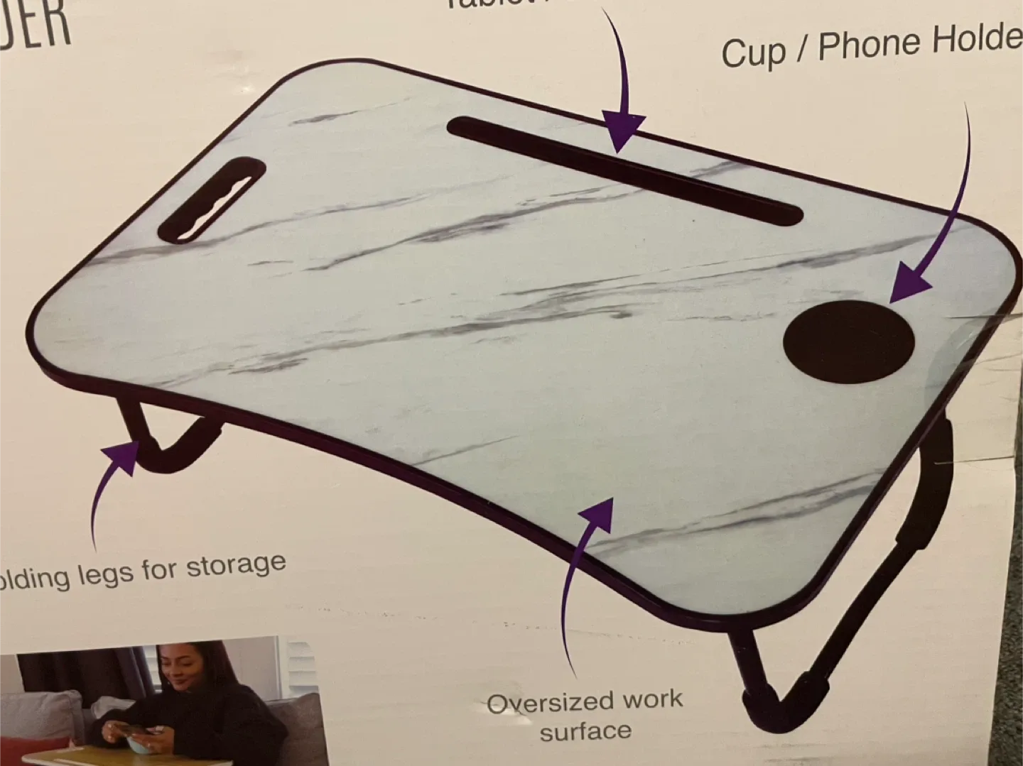 🥕THE DUO Portable Workstation - White Marble Finish image indicator(2)