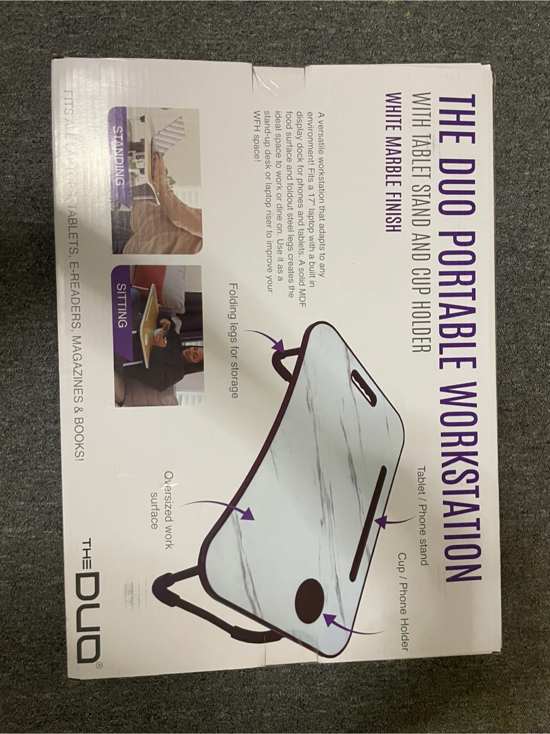 🥕THE DUO Portable Workstation - White Marble Finish - photo 3