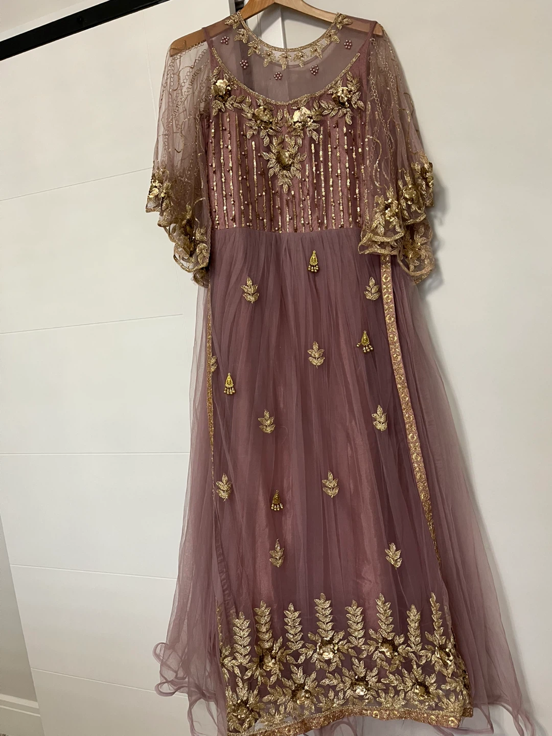 Embroidered Mauve Dress